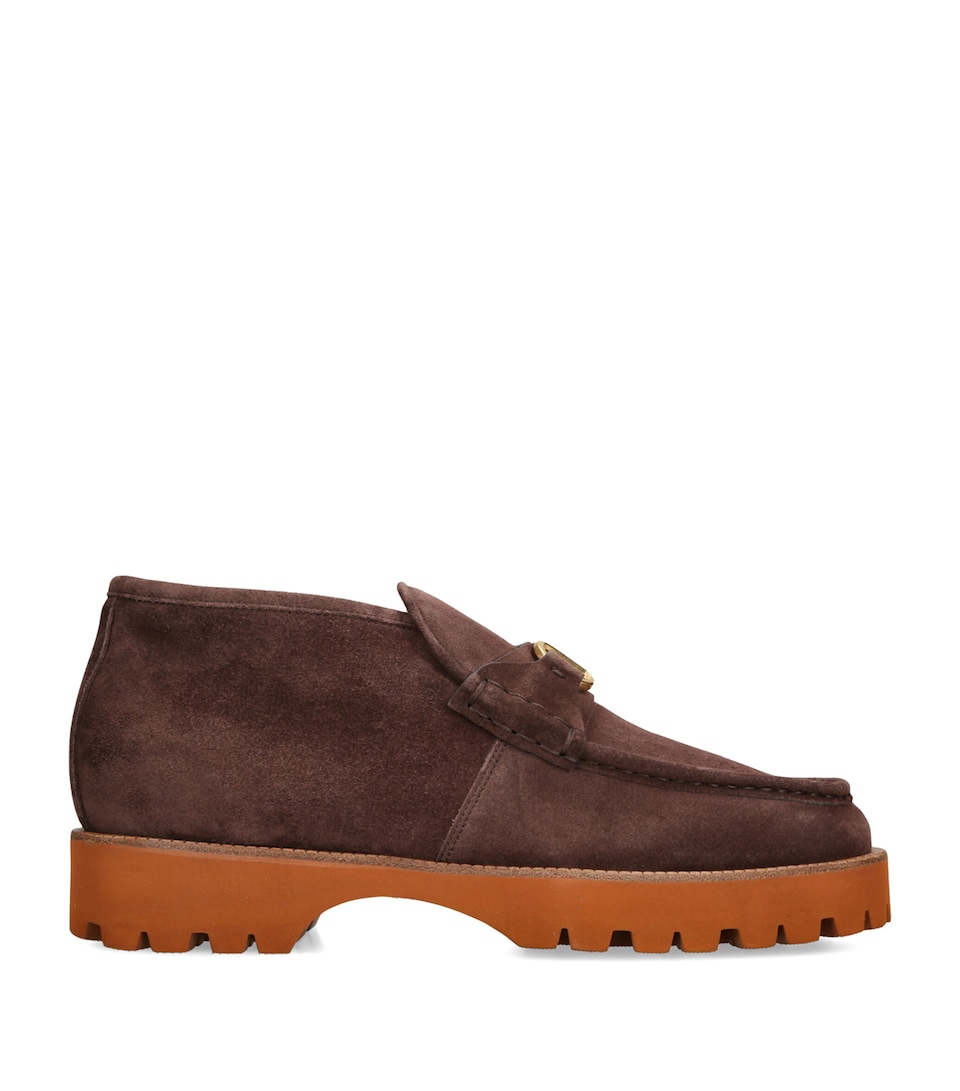 Valentino Garavani Suede Lord Chunky Loafers Dark Brown