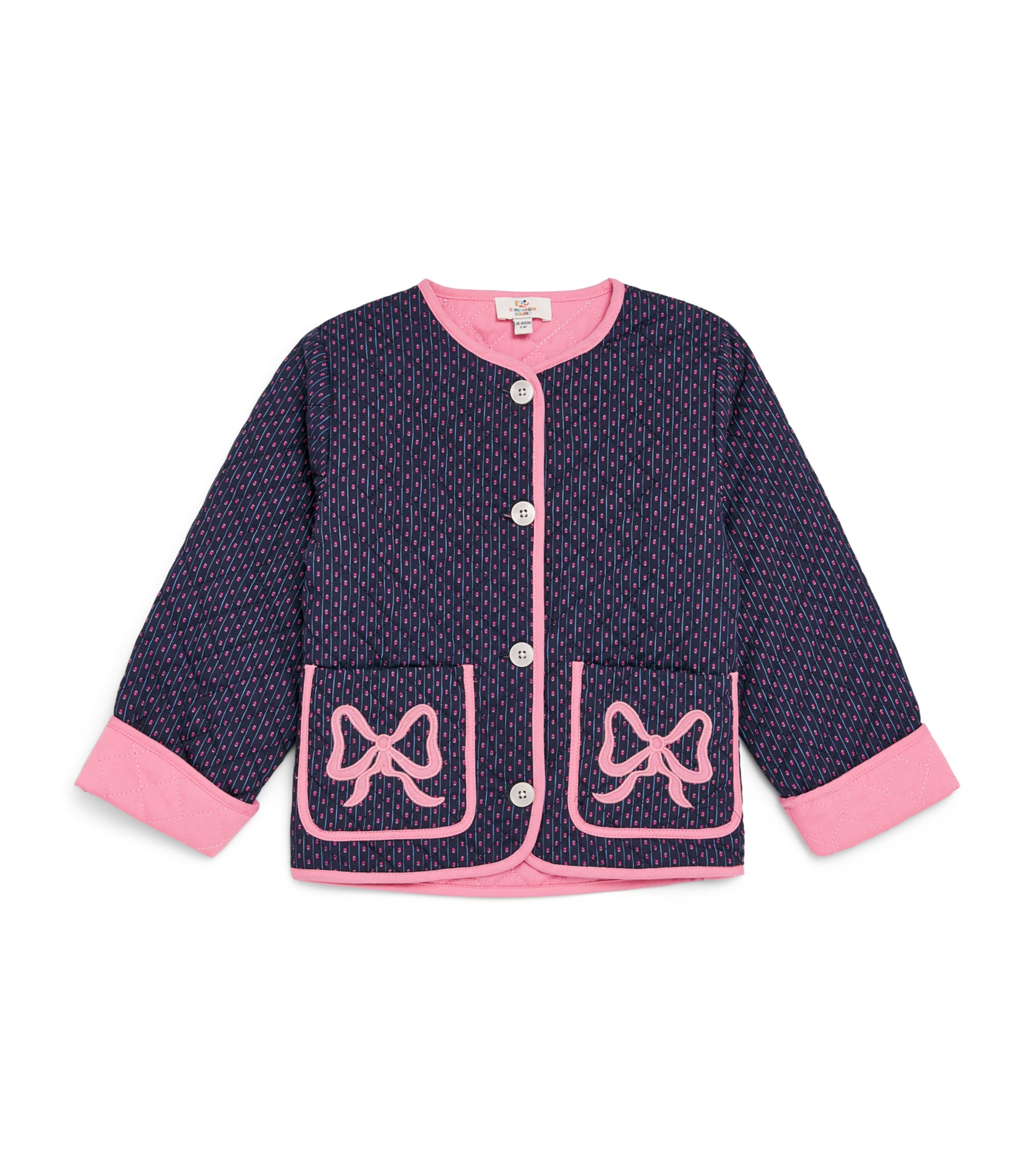 Copenhagen Colors Quilted Floral Print Jacket (3-8 Years) Navy Flower Aop