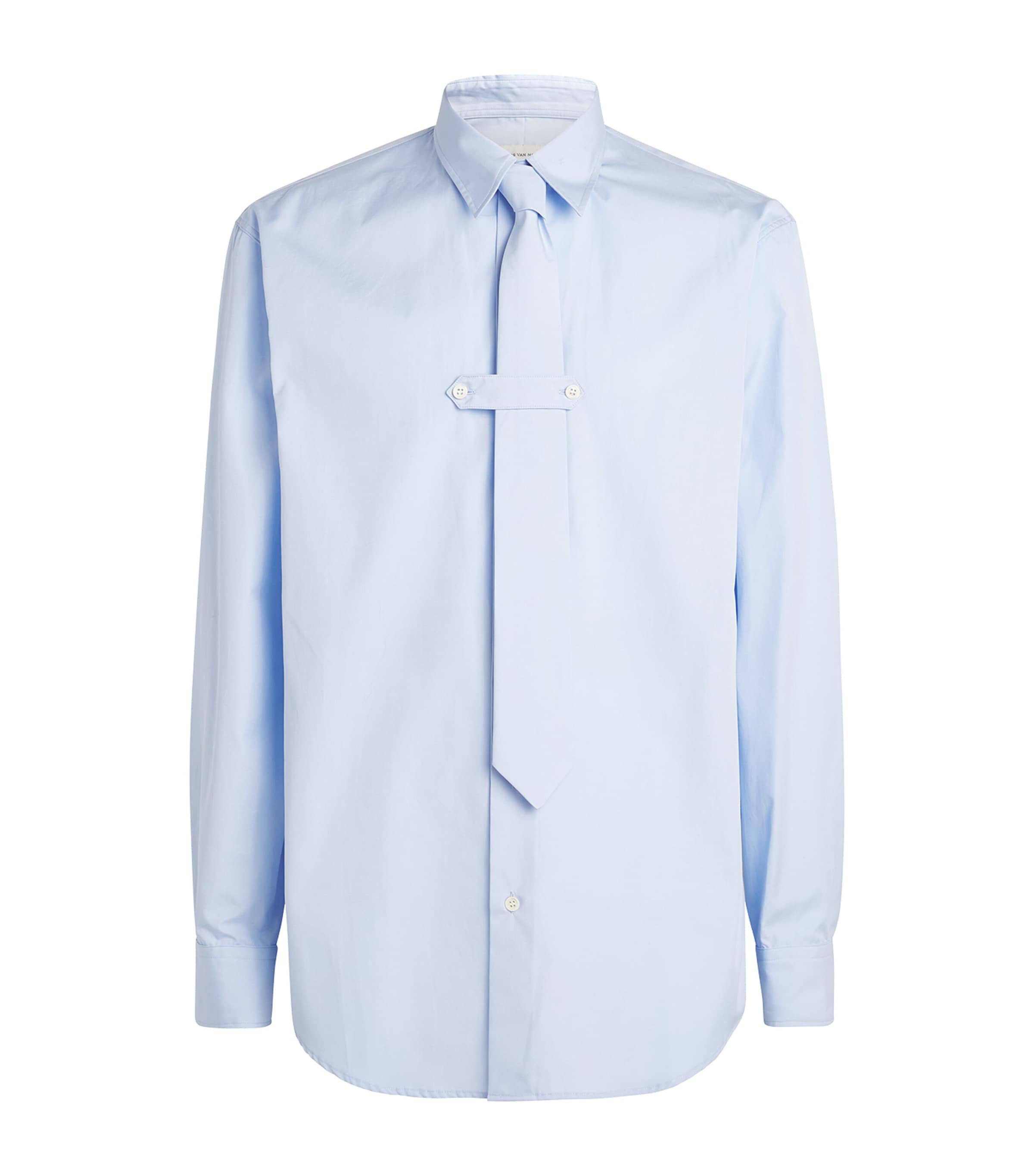DRIES VAN NOTEN Mens Cotton Integrated-Tie Shirt Light