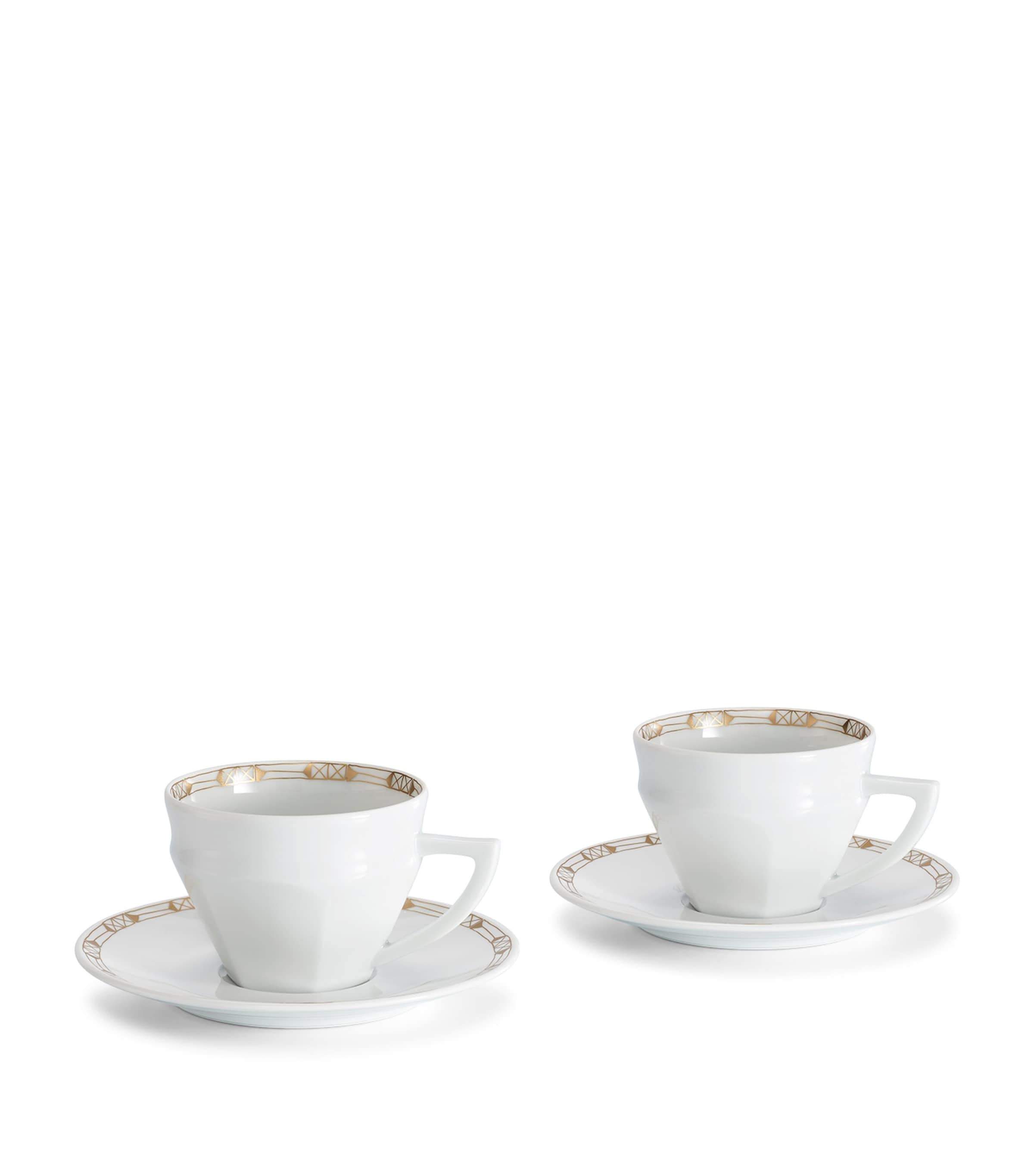 Baccarat Set of 2 Porcelain Talleyrand Tea Cups and Saucers (220ml) Clear