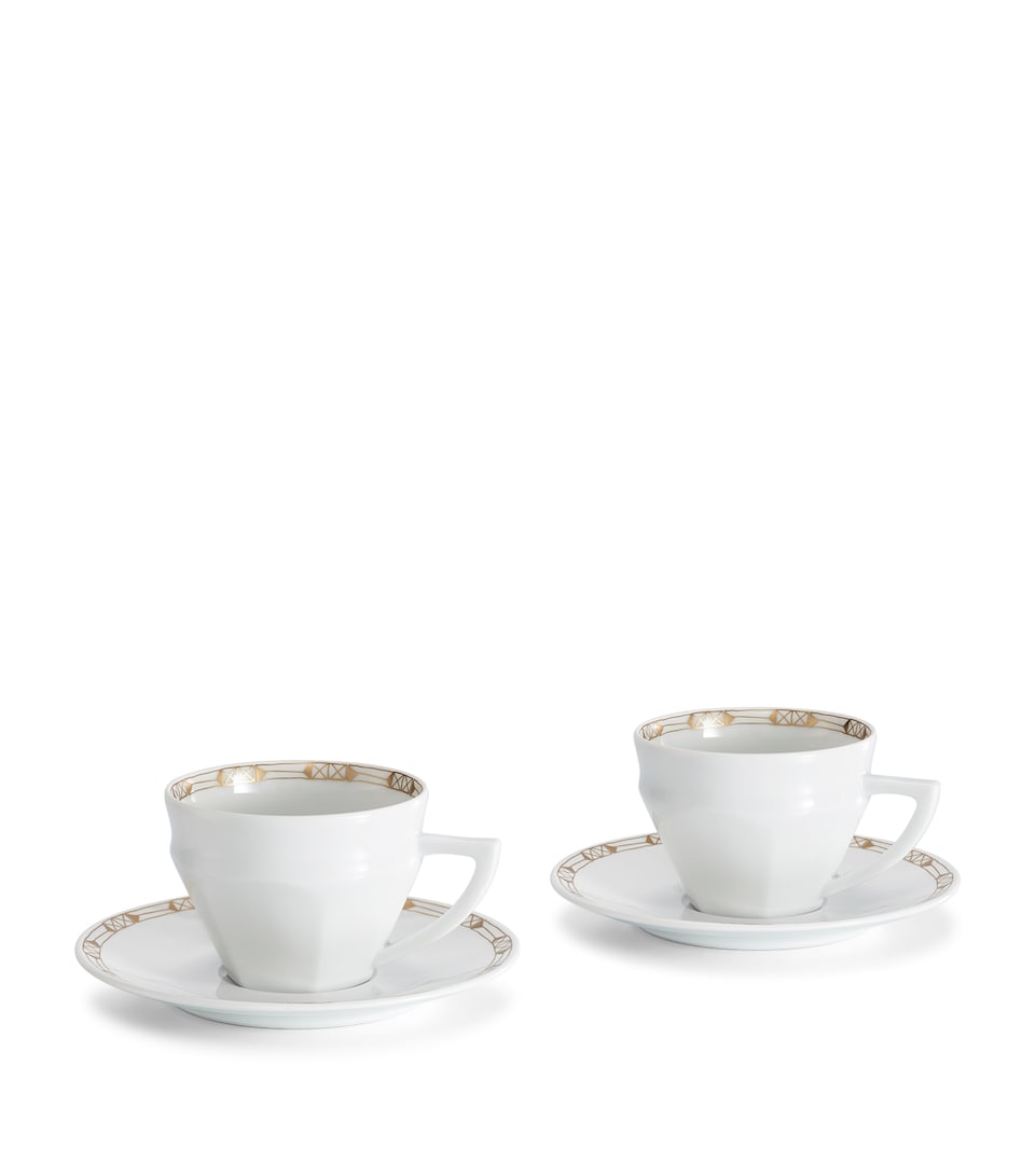 Baccarat Set of 2 Porcelain Talleyrand Tea Cups and Saucers (220ml) Clear