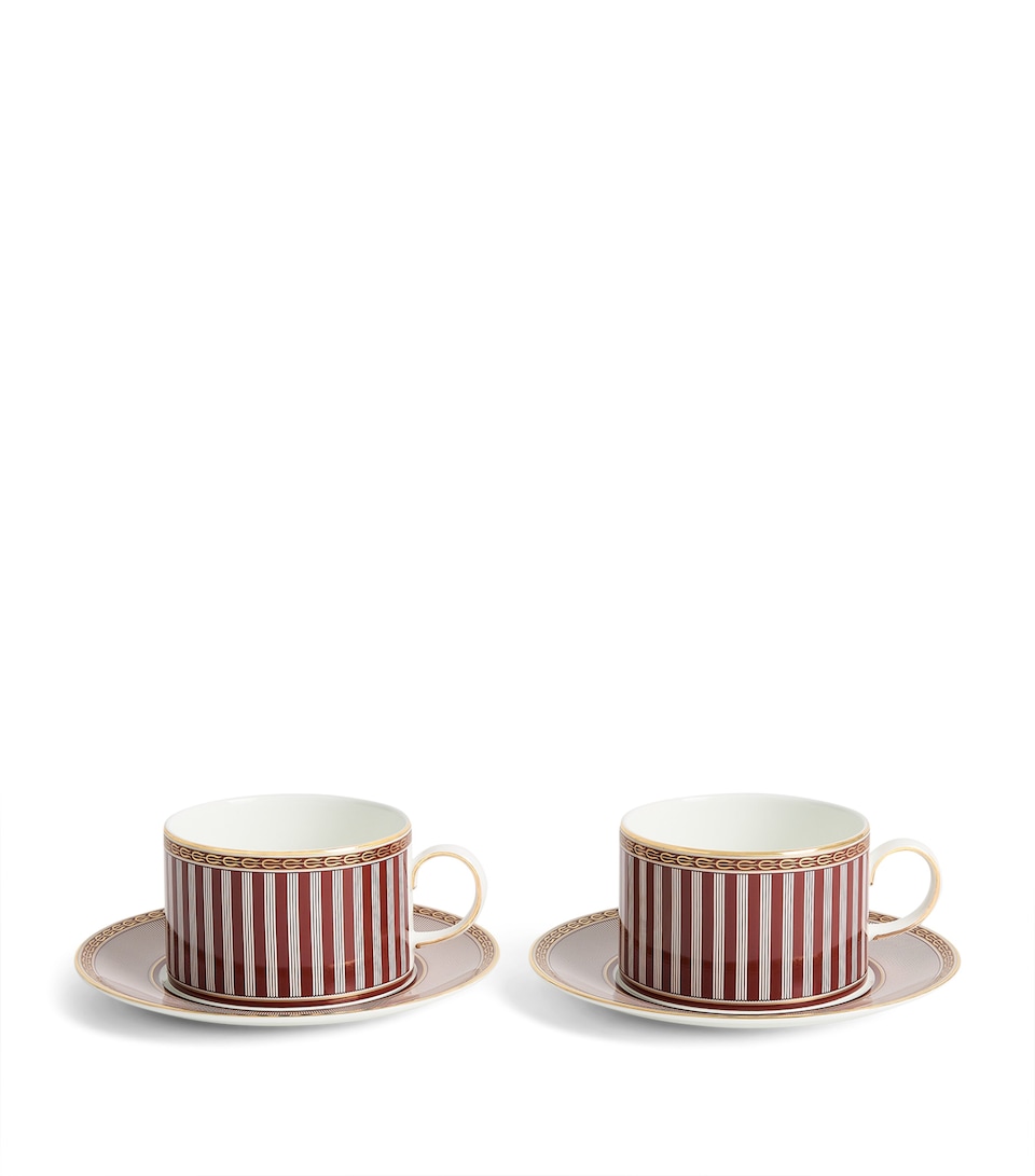 Wedgwood Set of 2 Bone China Red Splendour Teacup and Saucer (175ml) Red