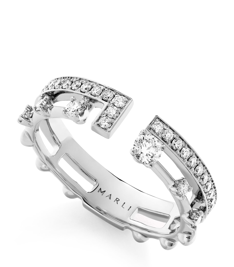 White Gold and Diamond Avenues Index Ring (Size 7.5)