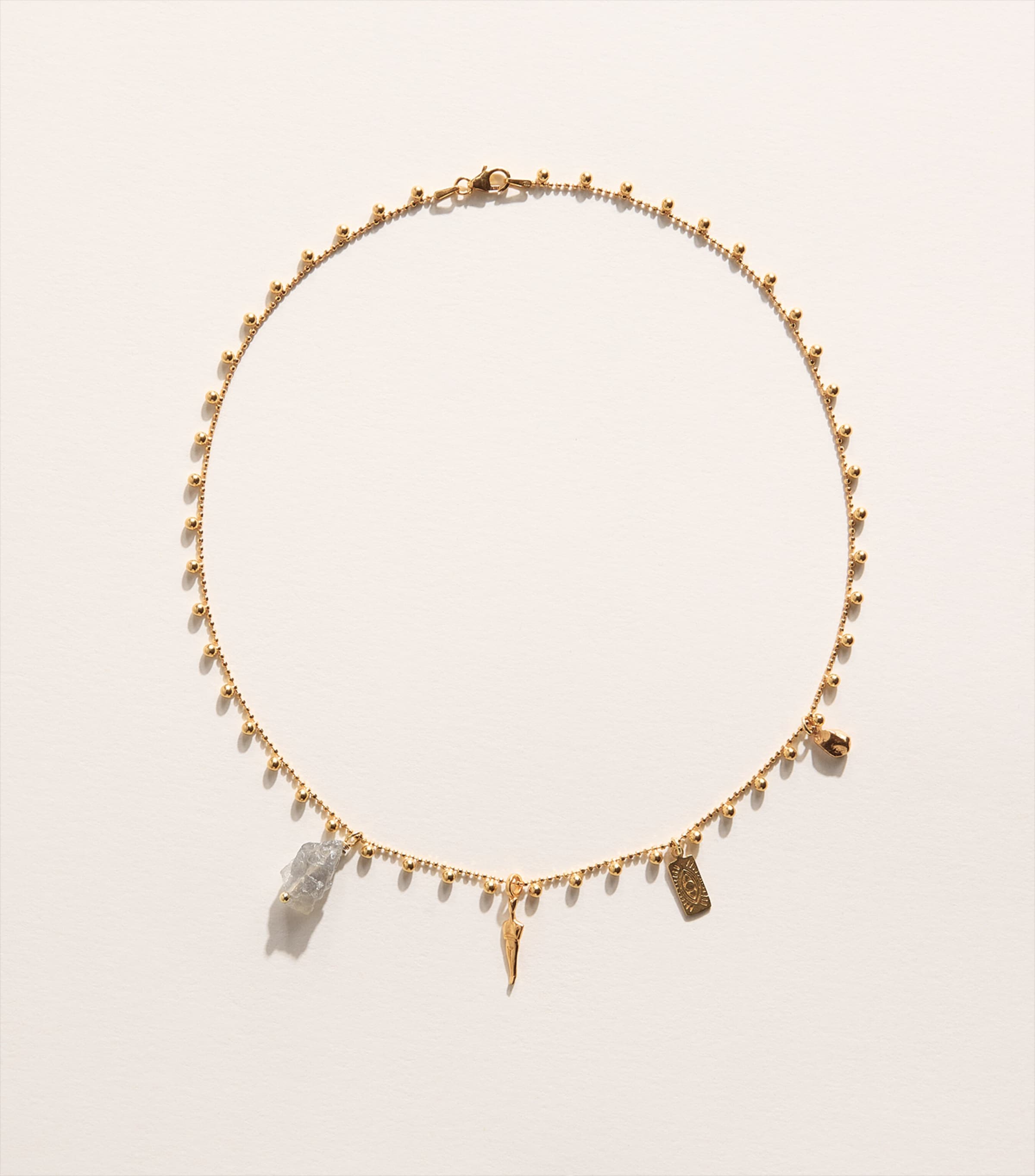 Hermina Athens Gold-Plated Olympos Charm Necklace Gold