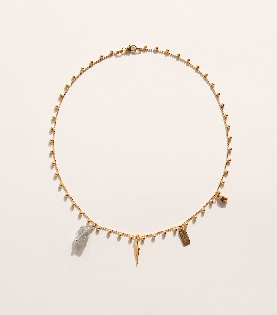 Hermina Athens Gold-Plated Olympos Charm Necklace Gold