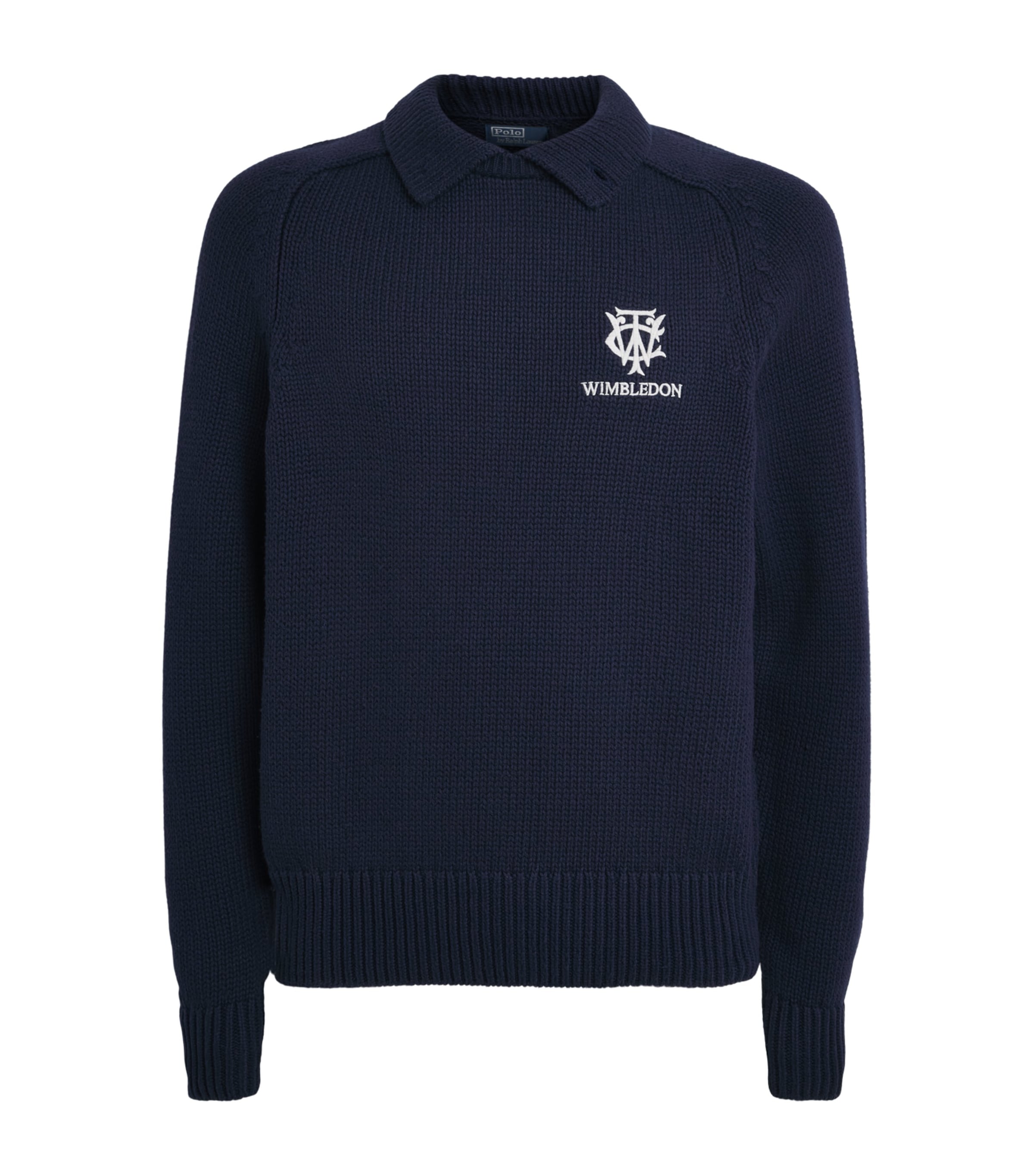 RLX Ralph Lauren Mens x Wimbledon Cotton Polo Sweater Refined Navy