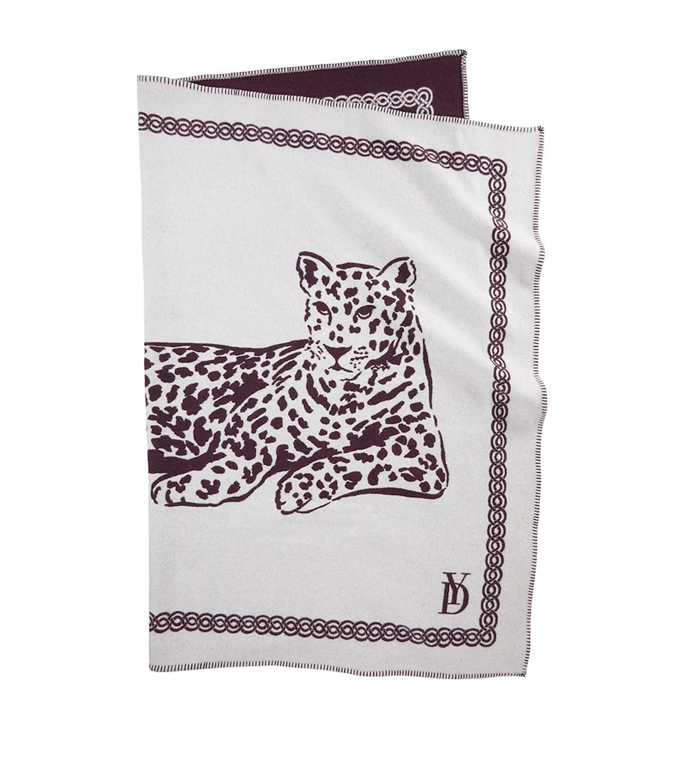Yves Delorme Wool Leopard Throw (130cm x 170cm) Prune