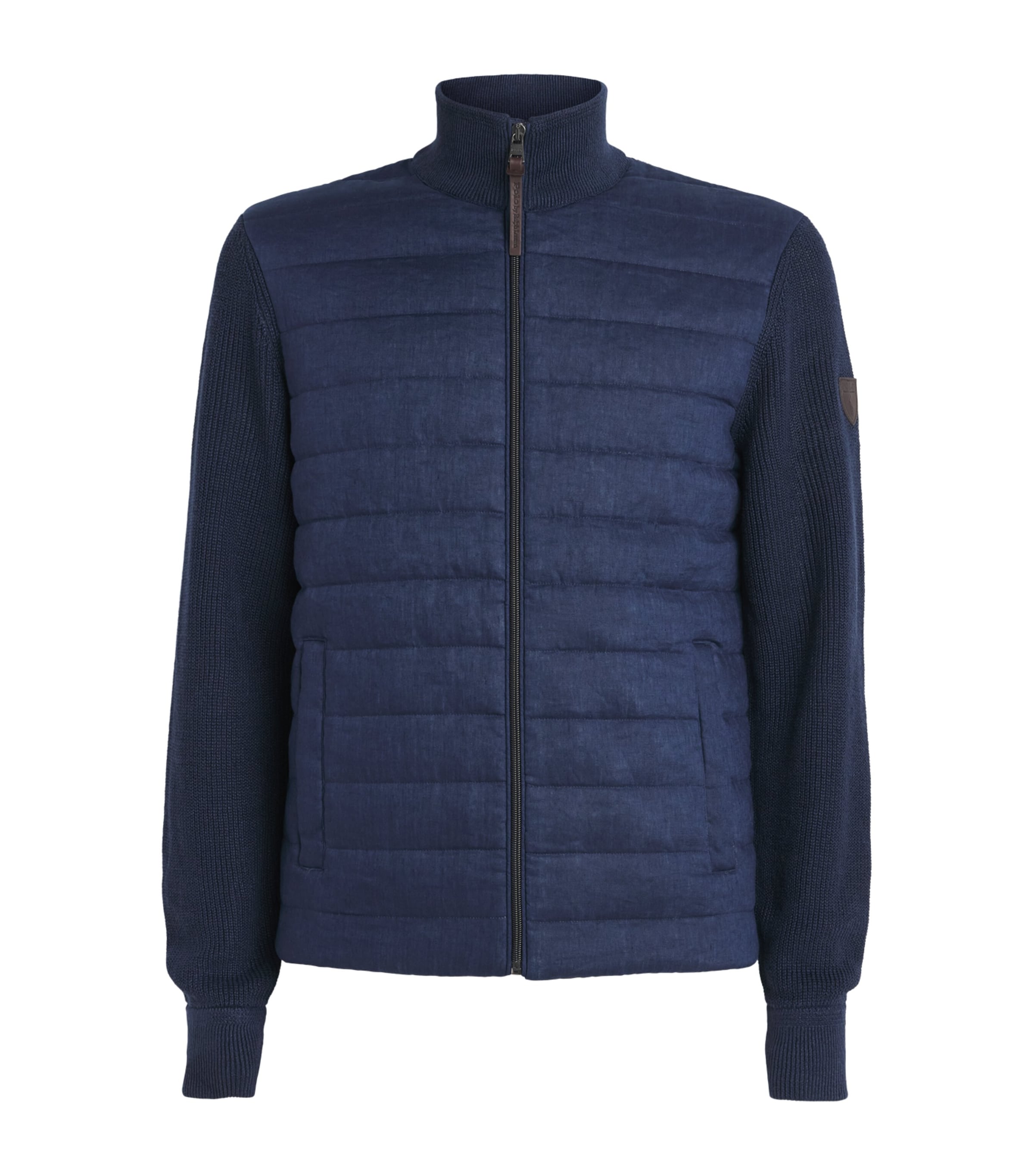 Polo Ralph Lauren Mens Linen Padded Hybrid Jacket Navy Linen Combo