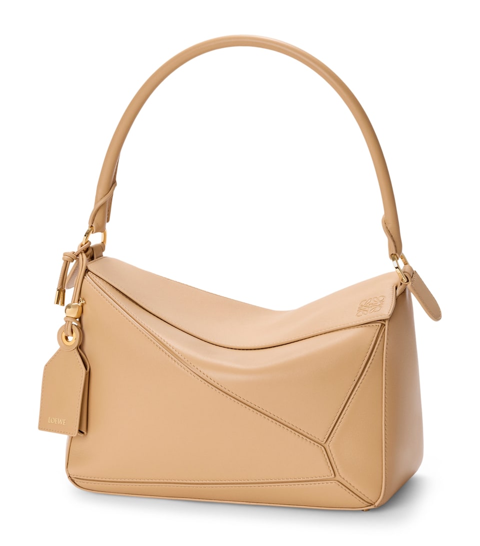 LOEWE Medium Leather Featherlight Puzzle Top-Handle Bag Silk Beige