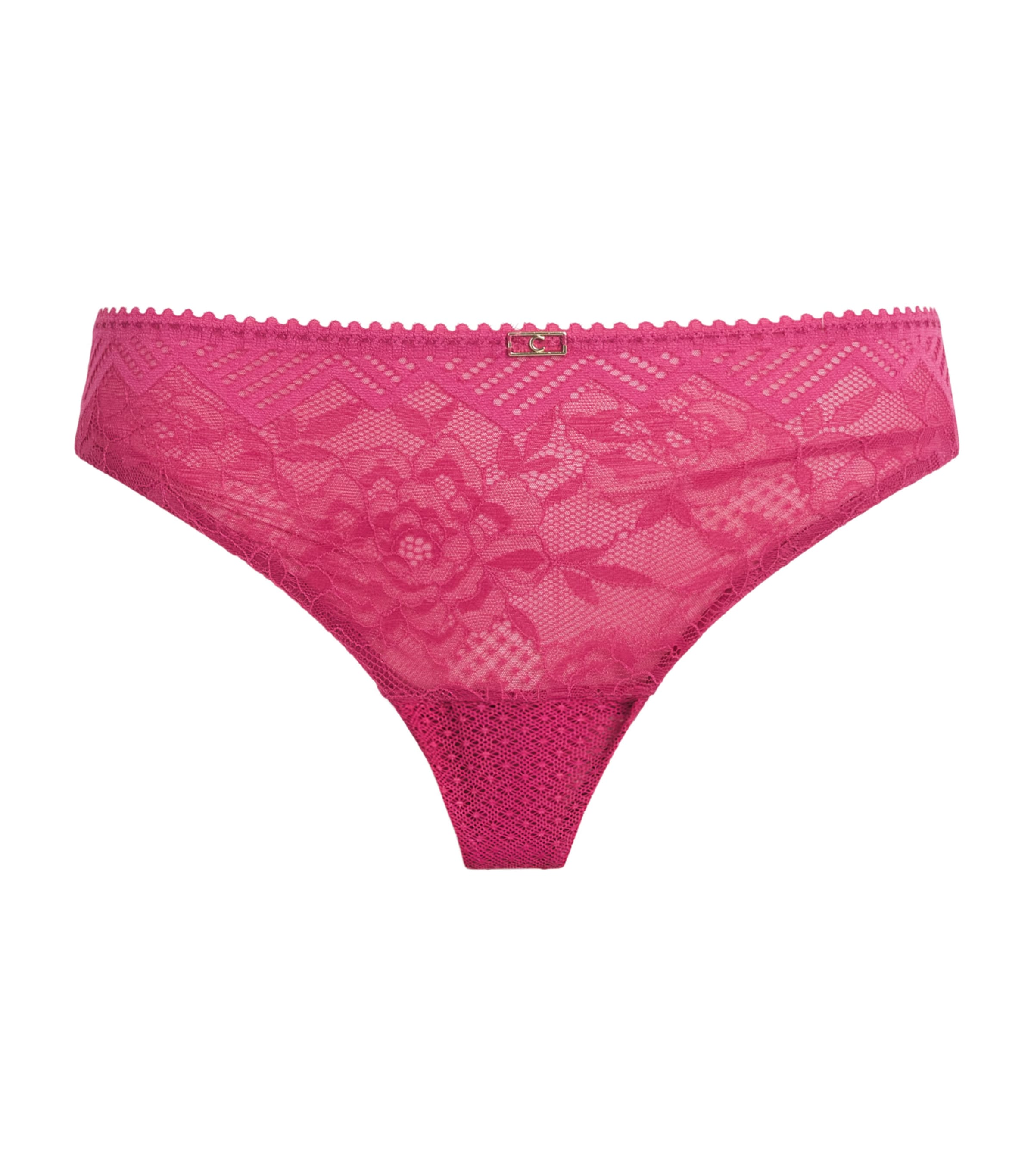 Chantelle Womens Lace Origins Tanga Briefs Oky Cranberry