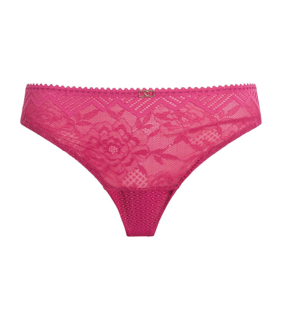 Chantelle Womens Lace Origins Tanga Briefs Oky Cranberry