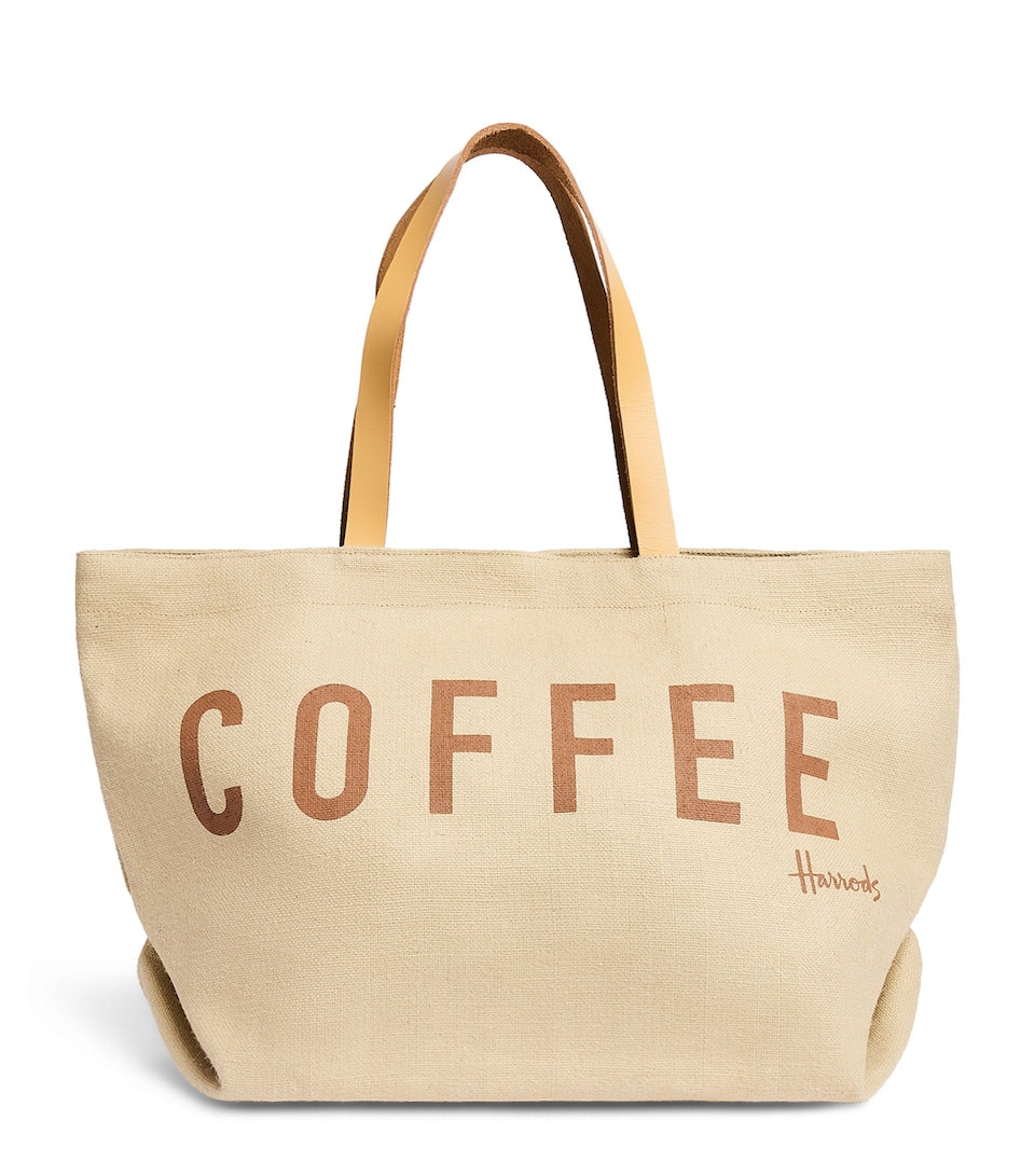 Harrods Jute Coffee Tote Bag Neutral