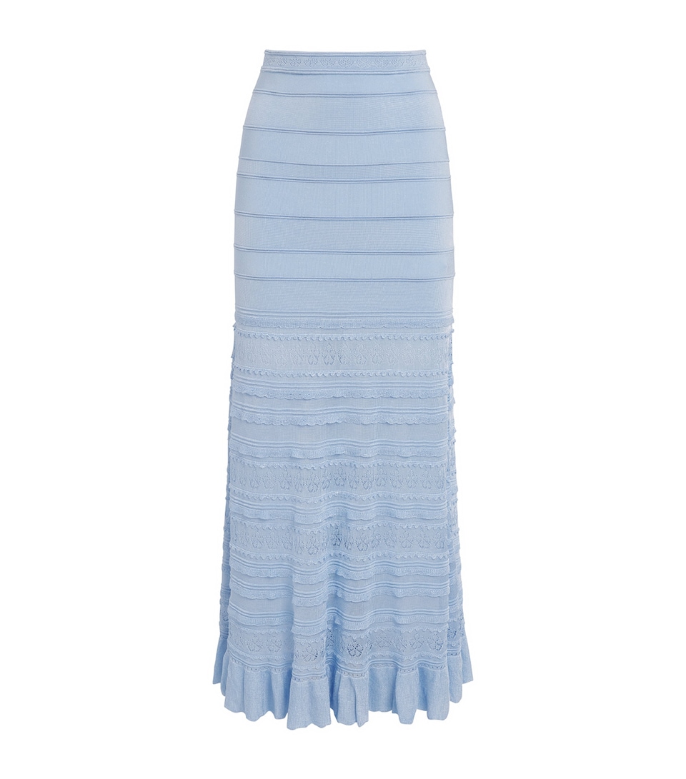 Sandro Paris Womens Pointelle Maxi Skirt Sky Blue