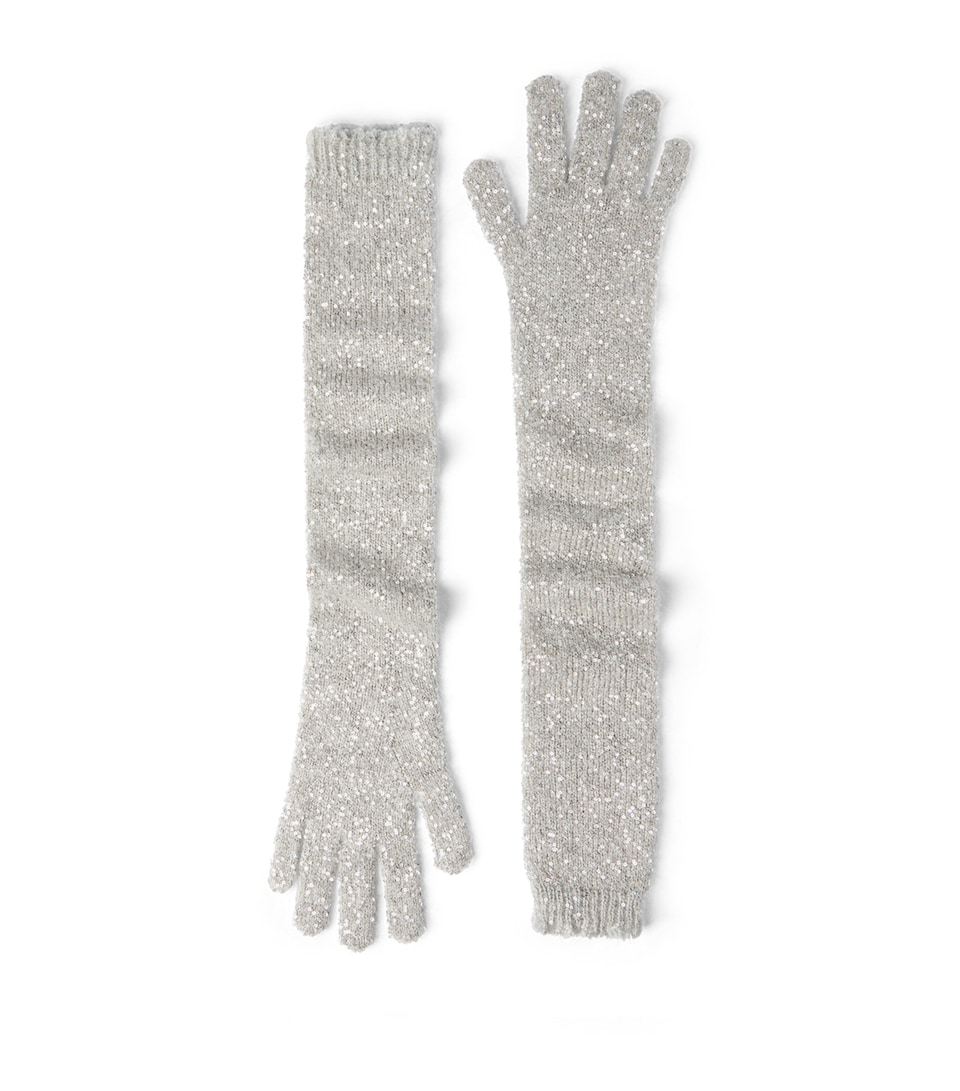 Sequinned Knit Gloves