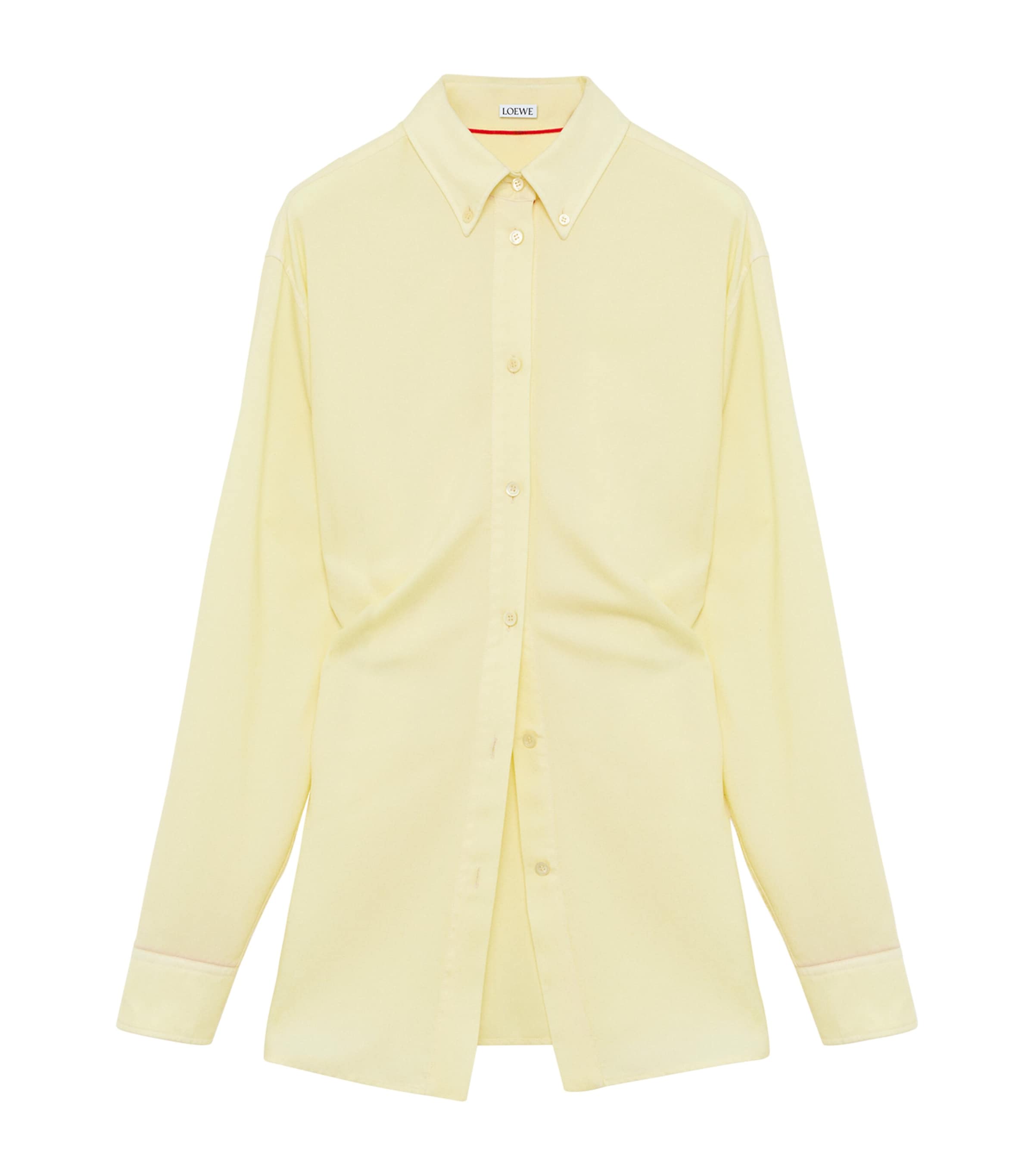 LOEWE Womens Silk-Wool Longline Shirt Light Yellow