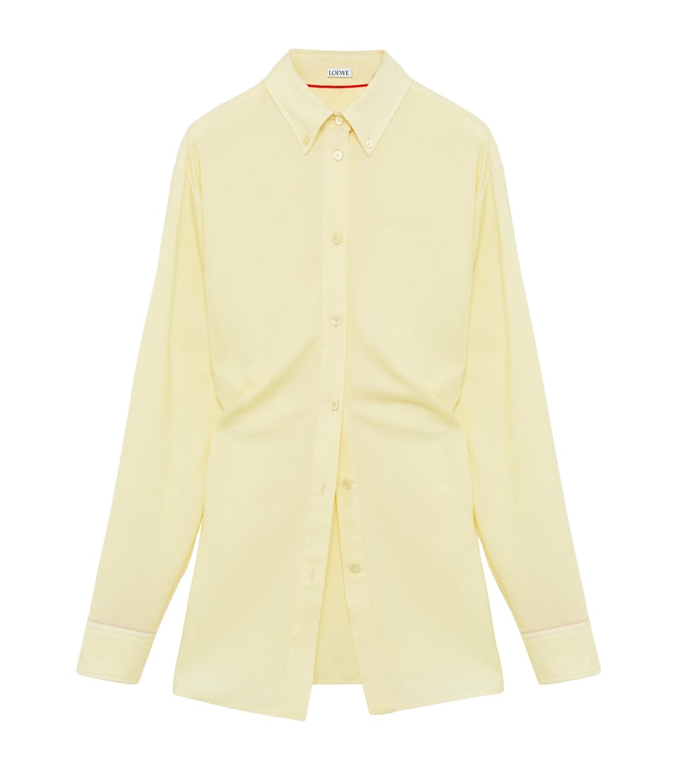 LOEWE Womens Silk-Wool Longline Shirt Light Yellow