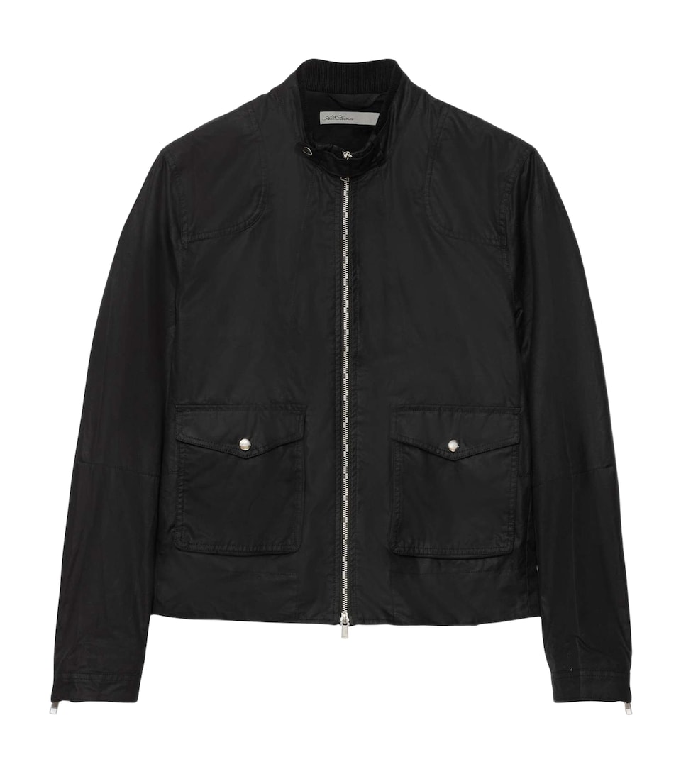 AllSaints Mens Waxed Cotton Kirk Jacket Washed Black