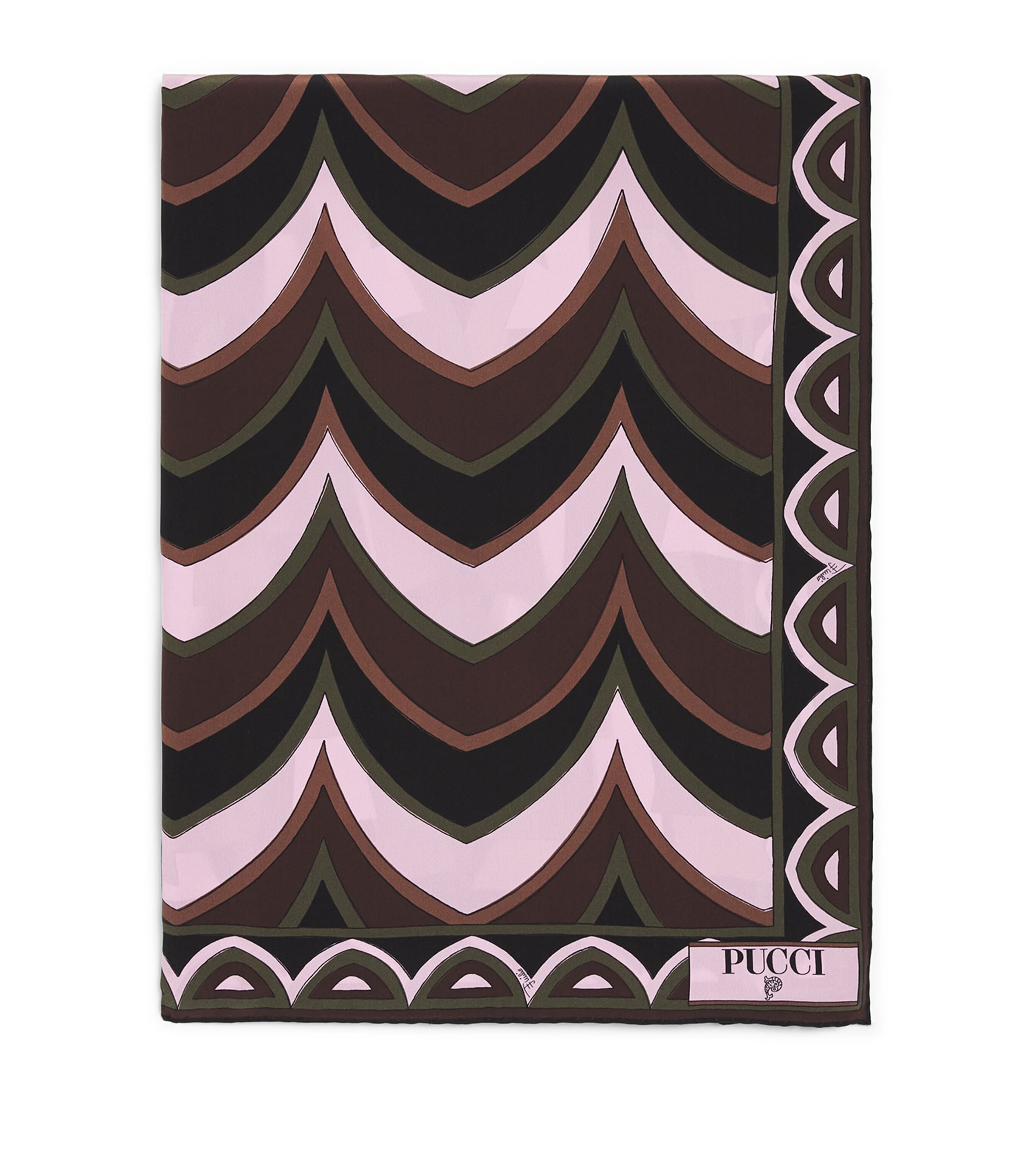 PUCCI Silk Baiadera Print Stole Khaki Pink