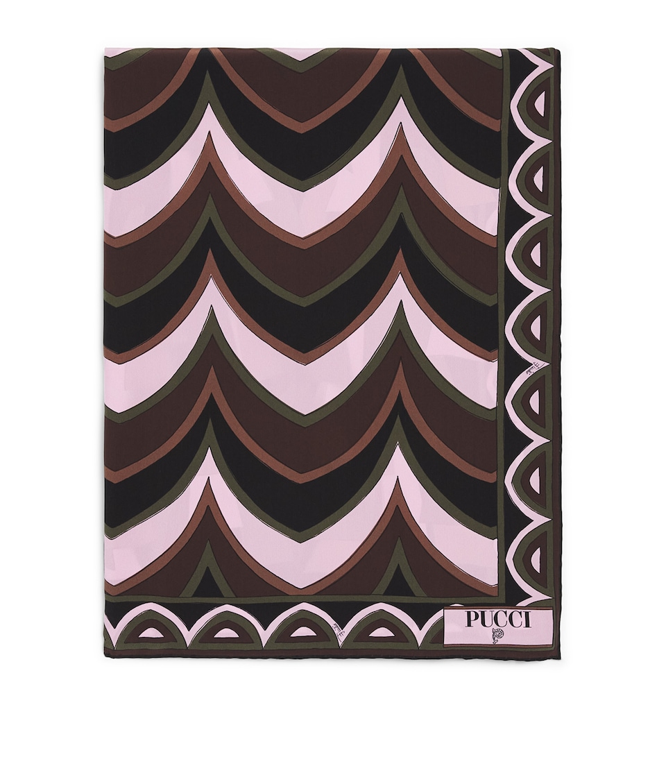PUCCI Silk Baiadera Print Stole Khaki Pink