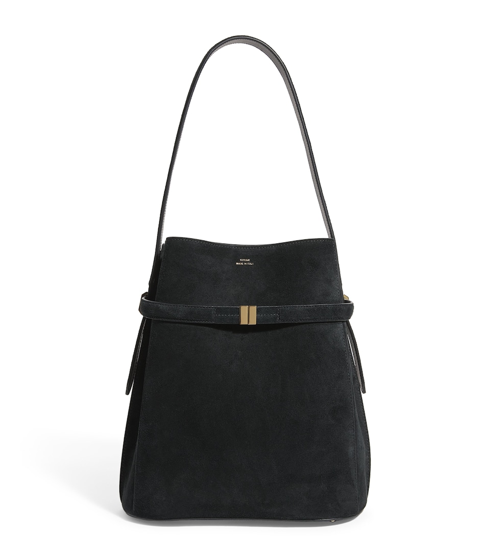 Toteme Suede Bucket Shoulder Bag Black