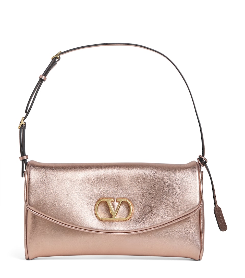 Valentino Garavani Small Leather Metallic Vain Shoulder Bag