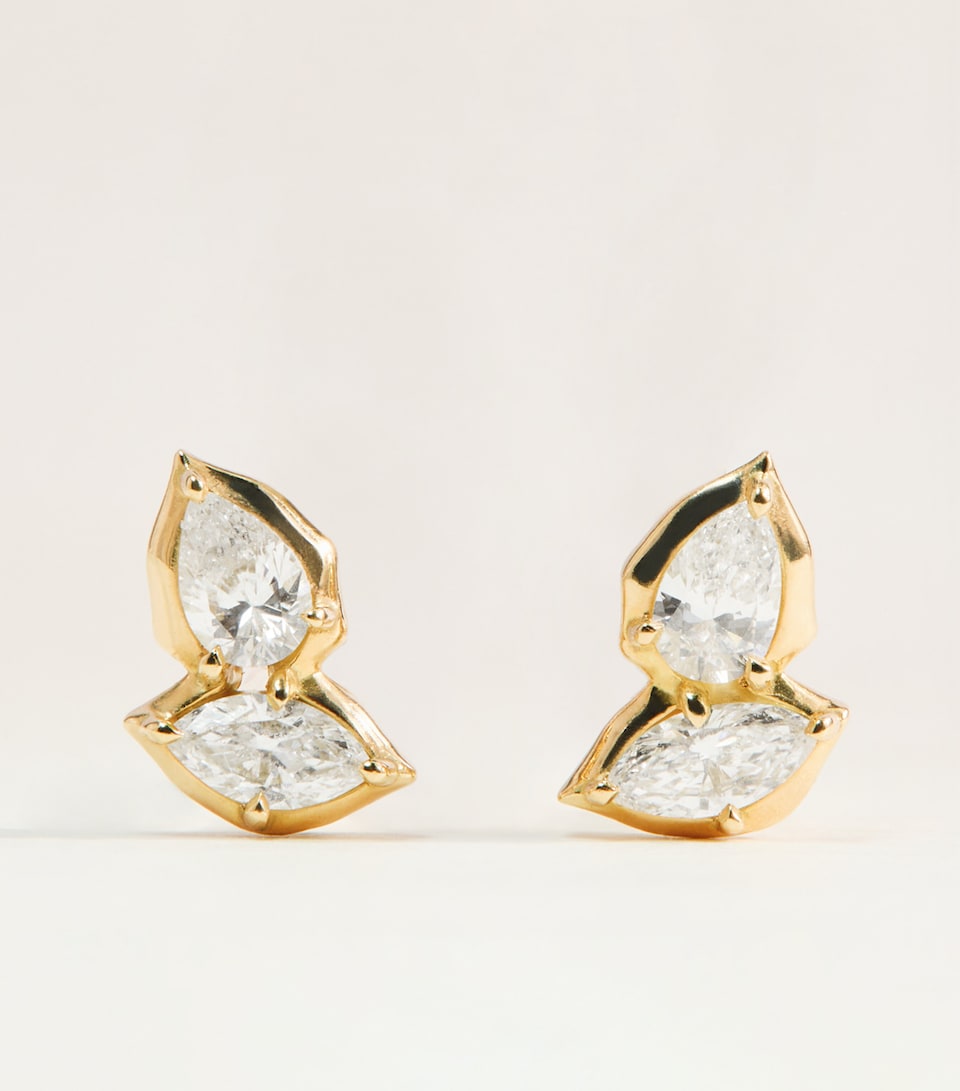 Jade Trau Yellow Gold and Diamond Poppy Drop Earrings Yellow Gold