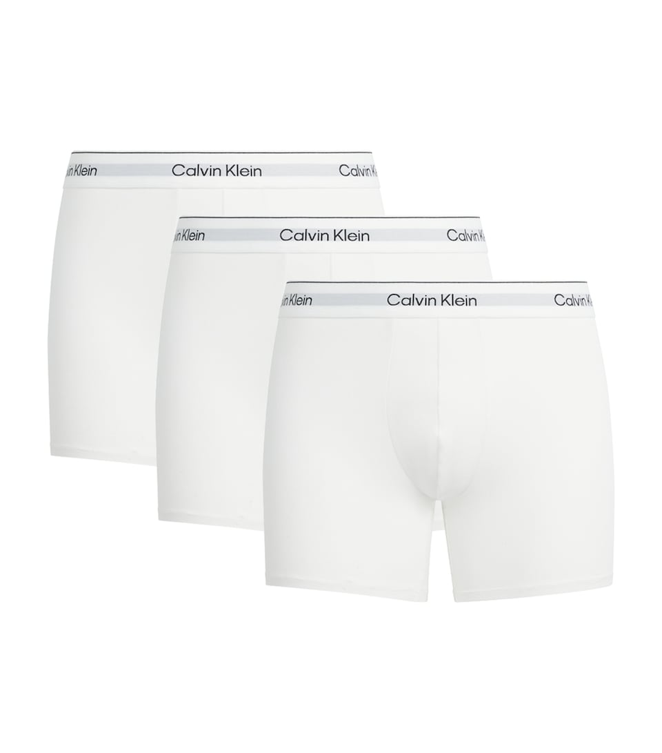 Calvin Klein Mens Stretch-Cotton Icon Boxer Briefs (Pack of 3) White/white/whi