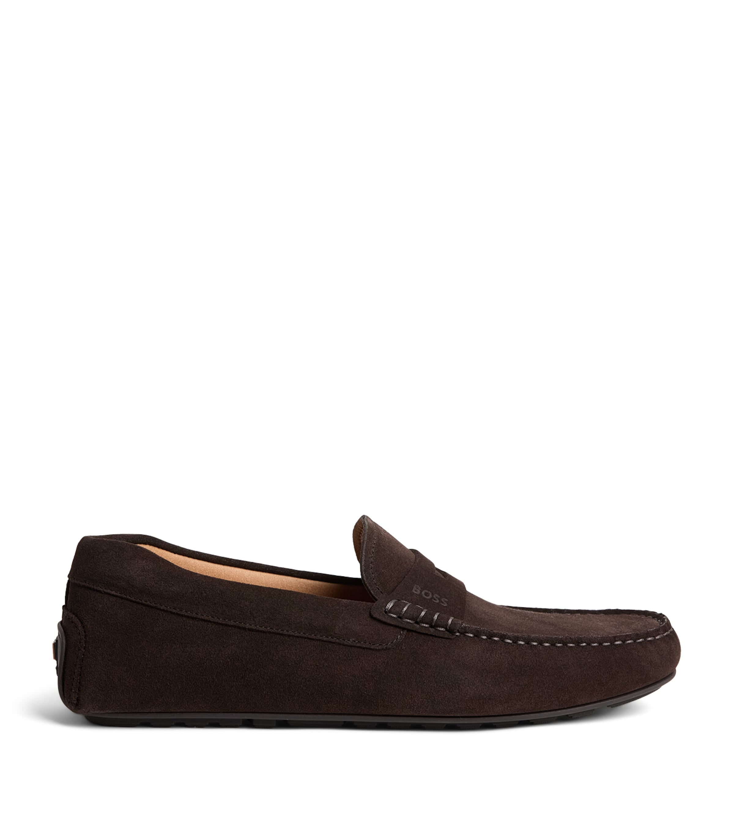 BOSS Suede Noel Driving Shoes Dark Brown