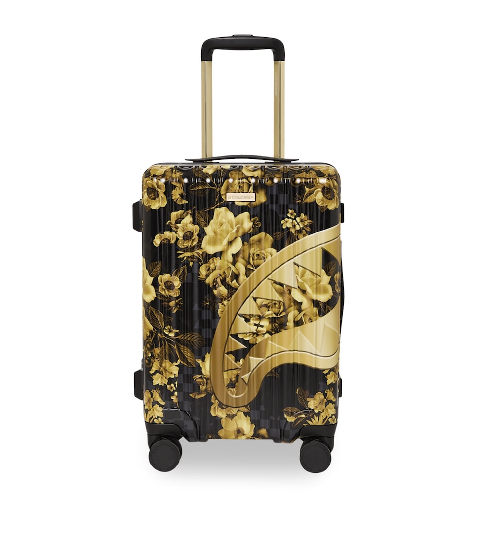 Sprayground Printed Check Cabin Suitcase (50cm) Gold Floral Remix