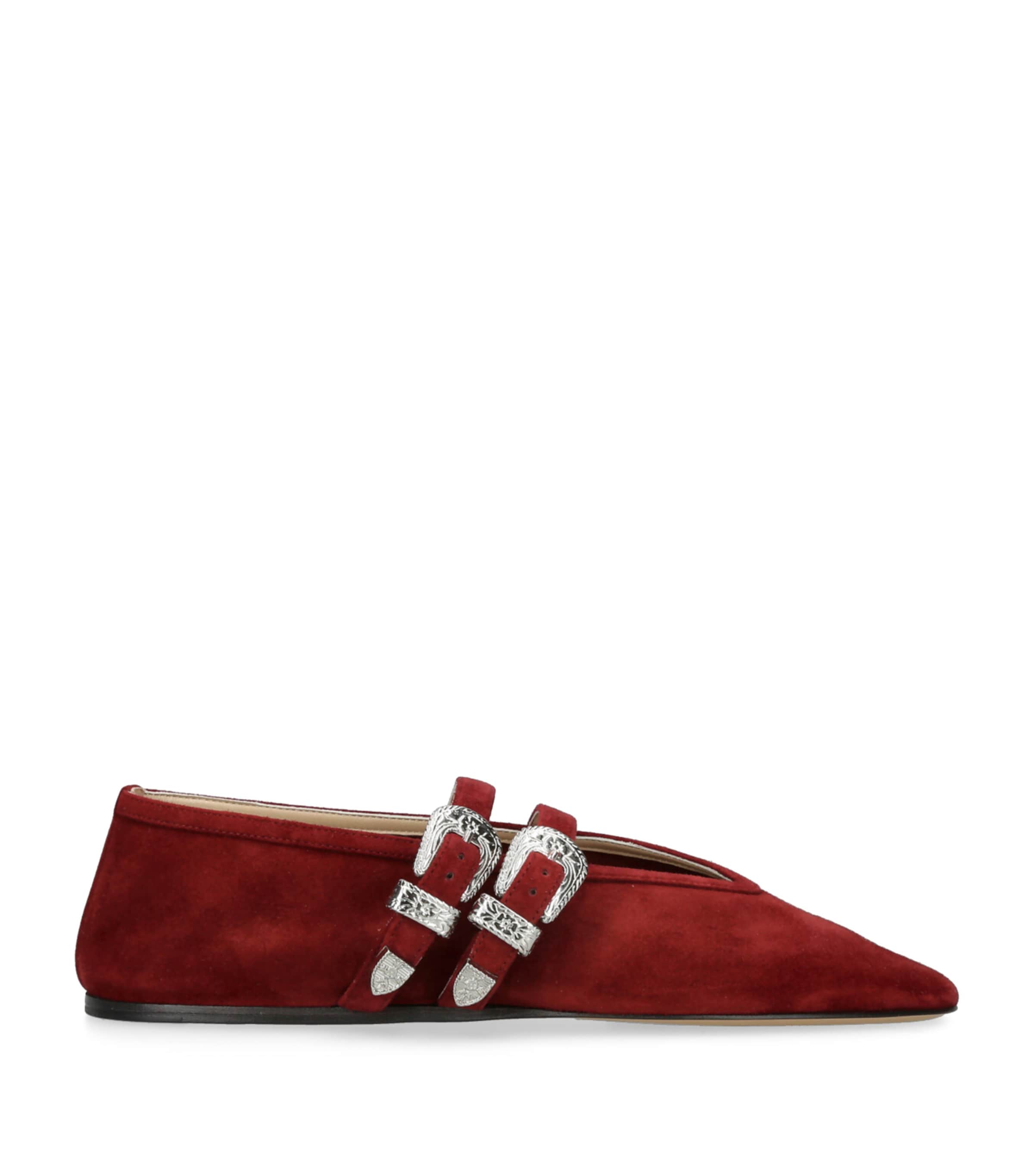 Suede Buckle Claudia Ballet Flats