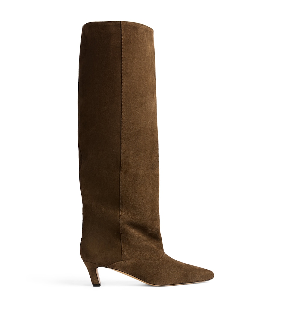 Sandro Paris Suede Slouchy Knee-High Boots 55 Brown