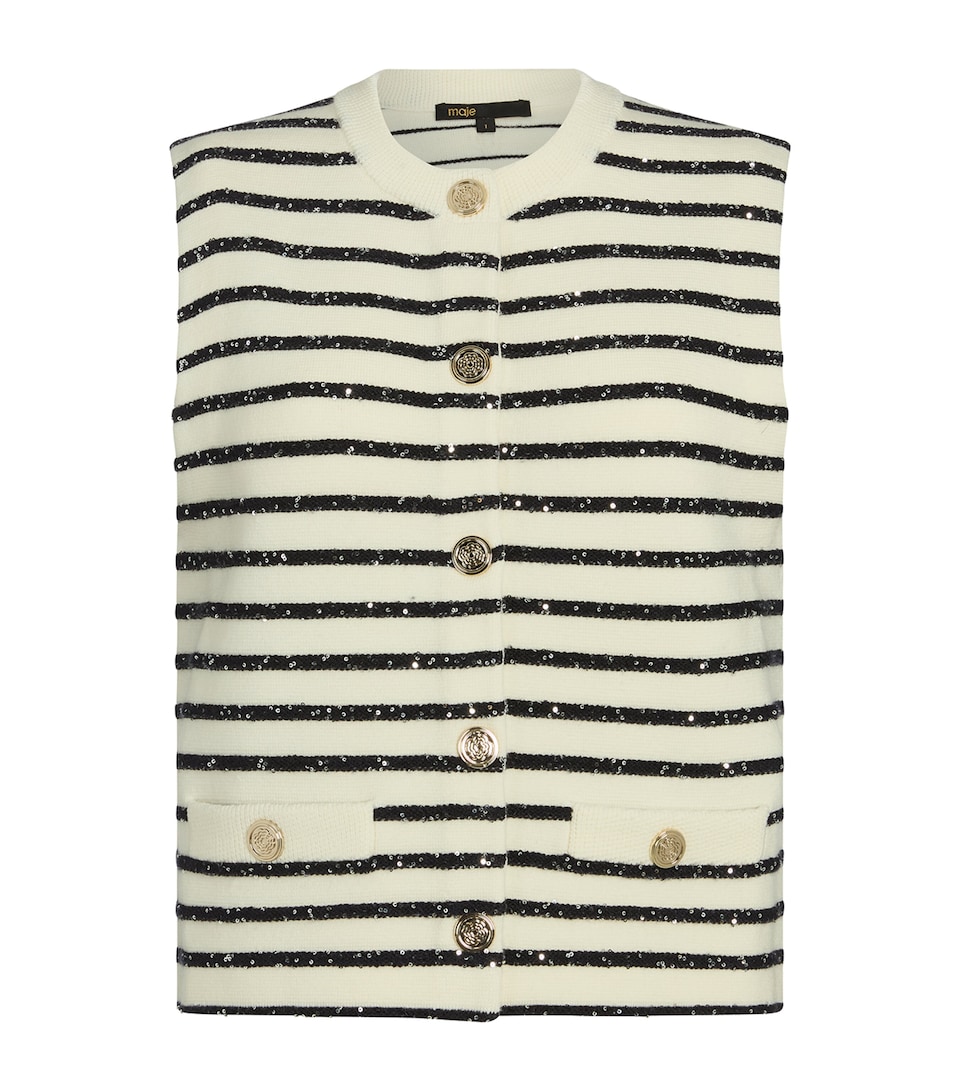 Rhinestone Sleeveless Cardigan