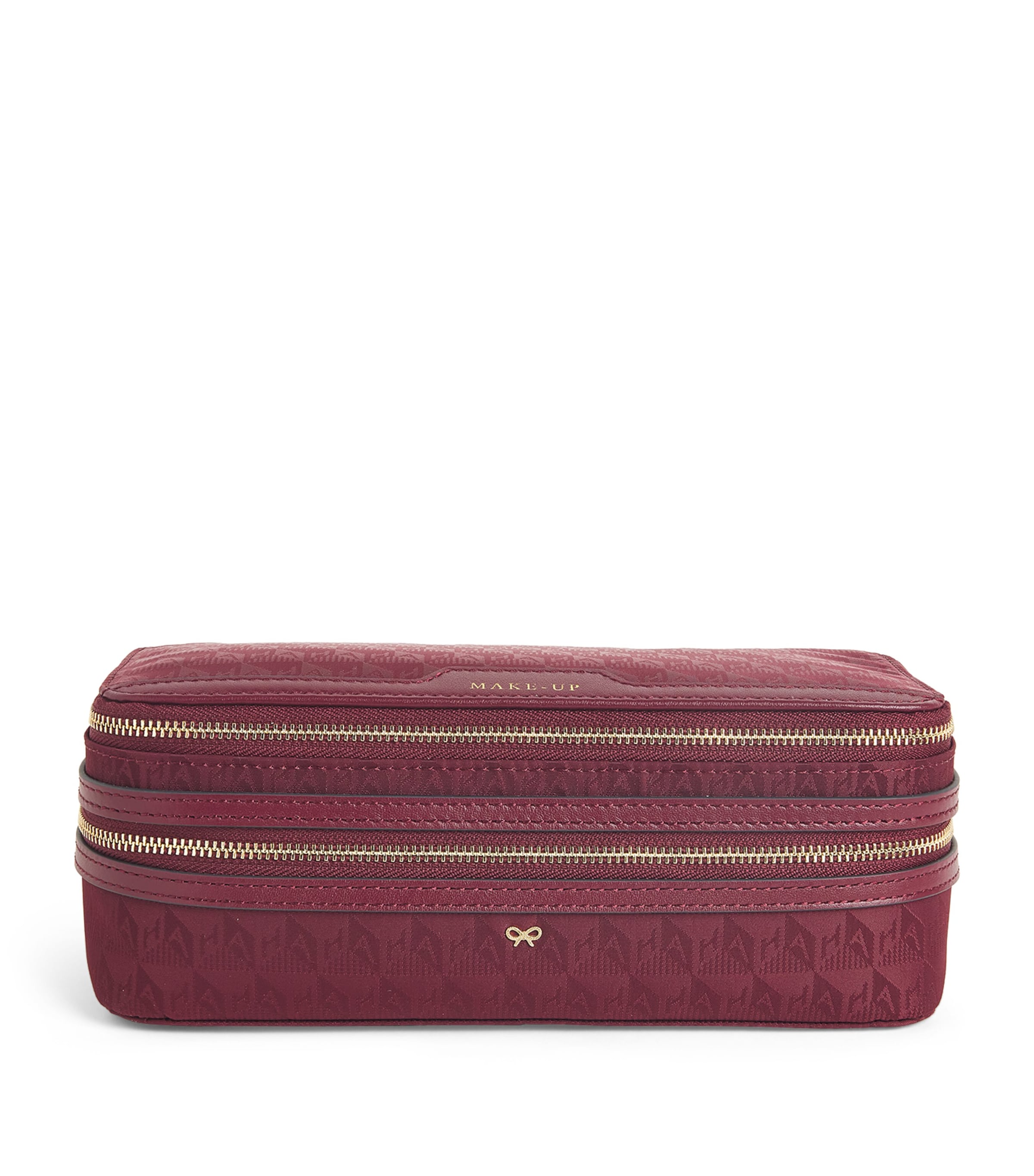 関税なし☆ANYA HINDMARCH Jacquard Dressing Table Case ANYA HINDMARCH Dressing Table leather-trimmed logo-jacquard