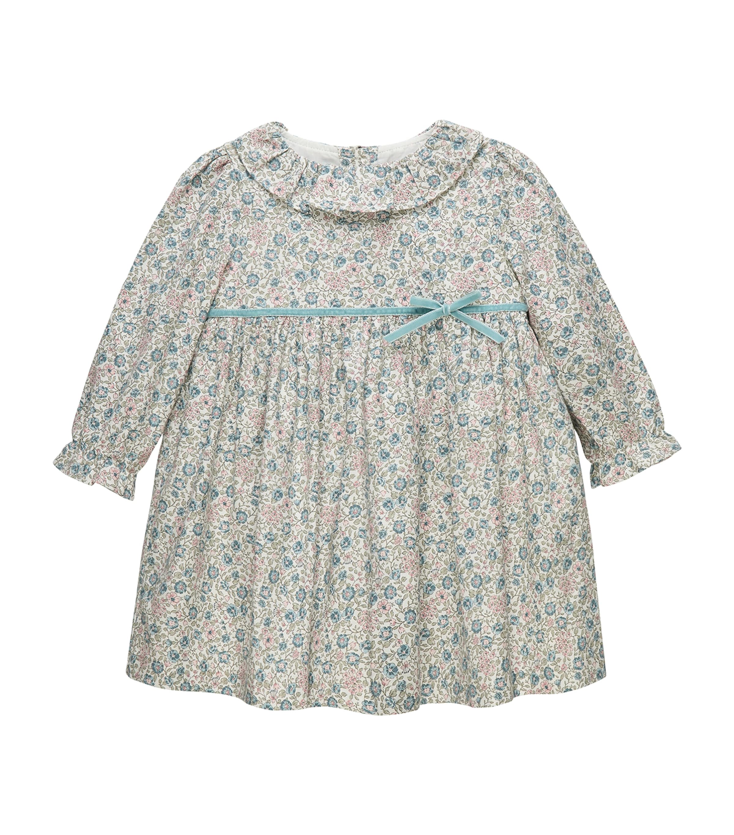 Trotters Cotton Liberty Print Willow Dress (6-24 Months) Blue