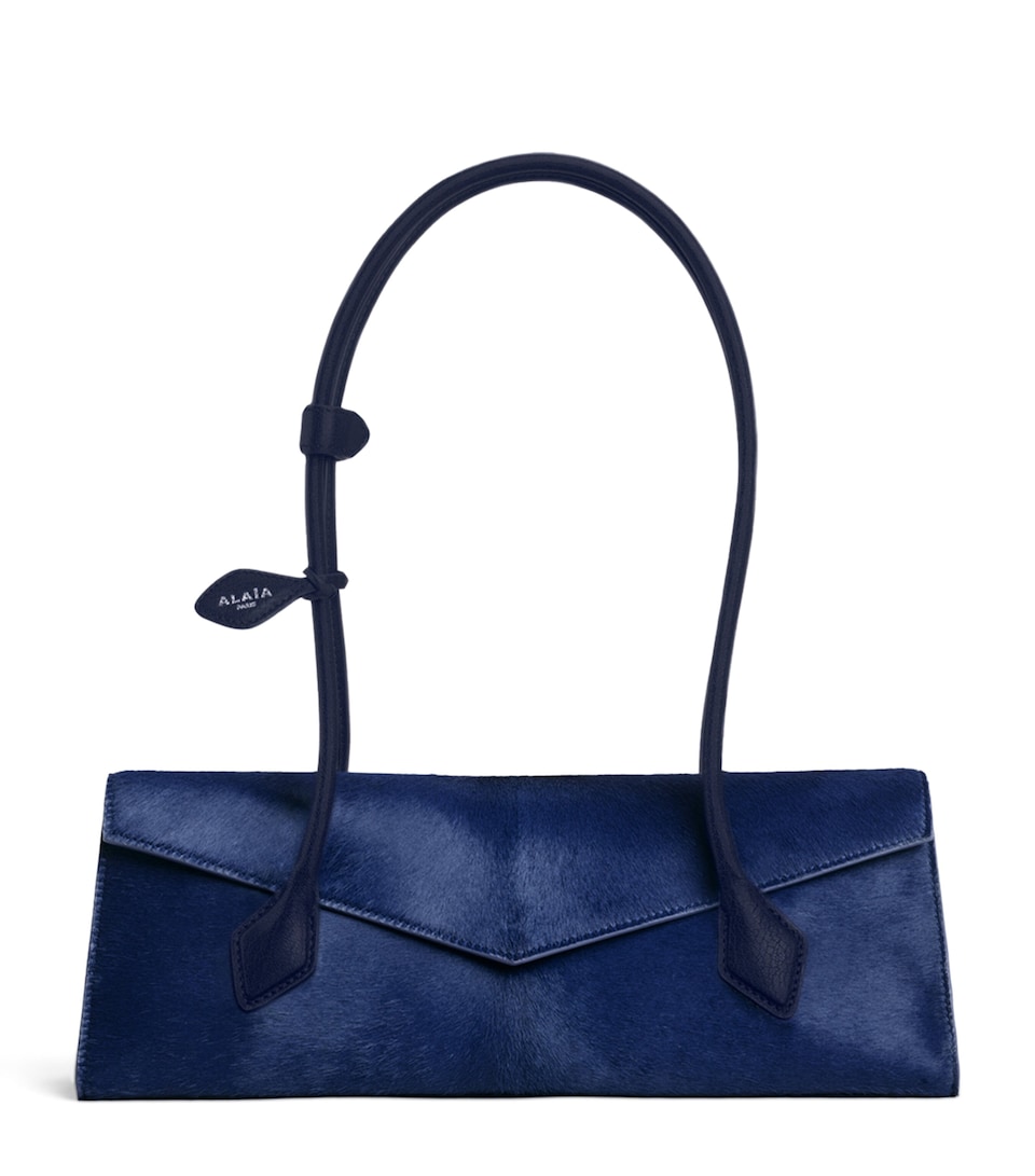 Alaïa Medium Calf Hair Le Teckel Flap Shoulder Bag Blue