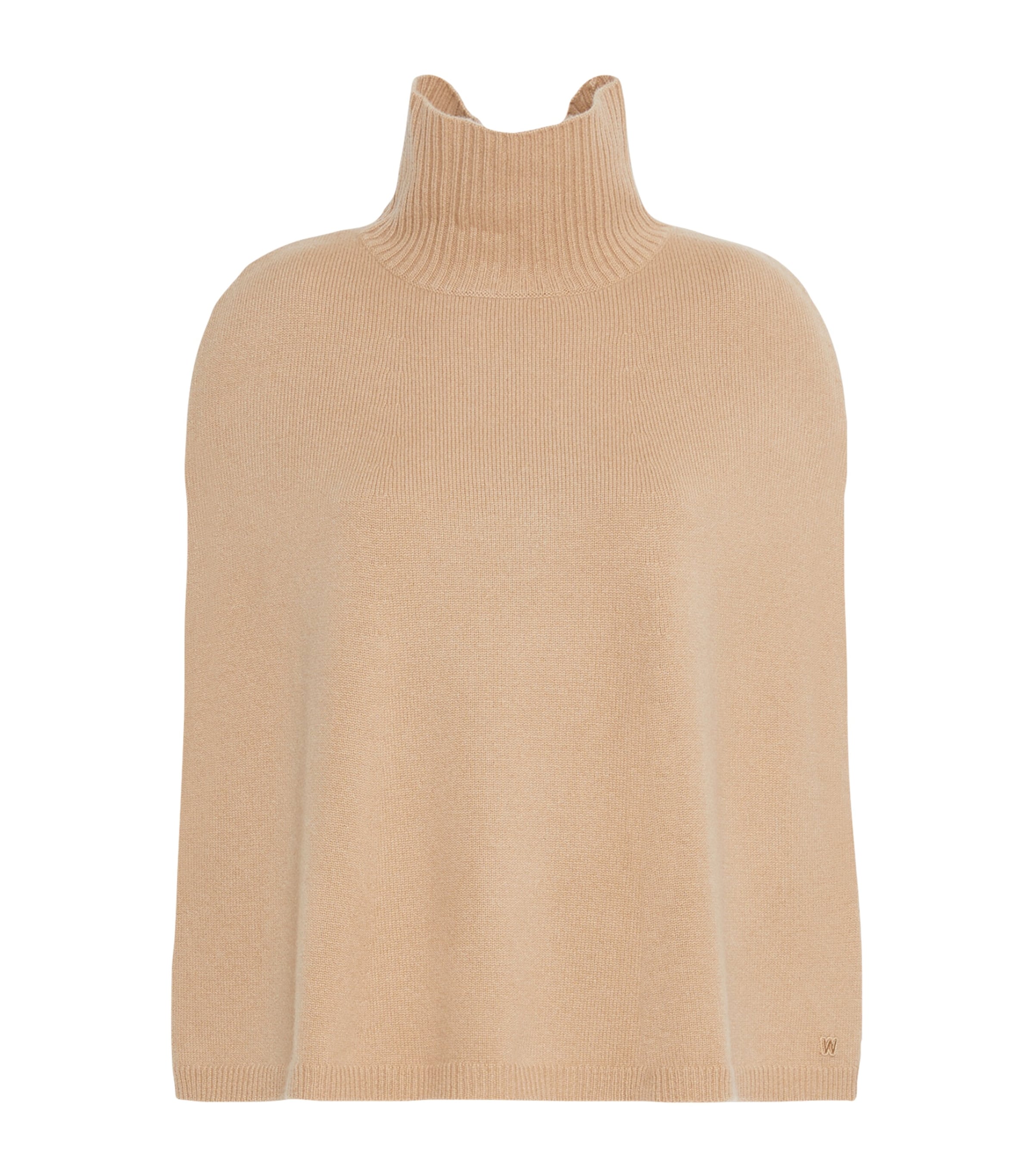 Weekend Max Mara Womens Cashmere Knitted Funnel-Neck Cape Camel
