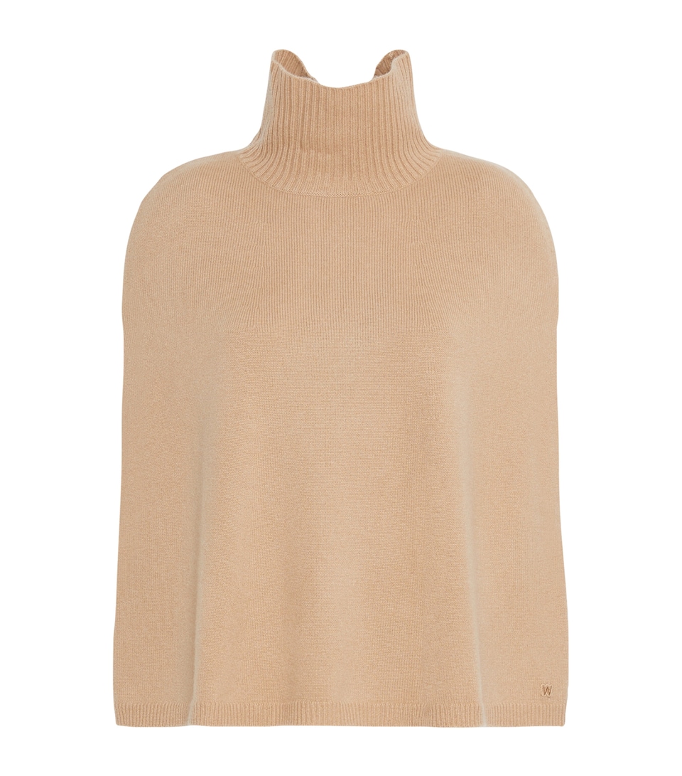 Weekend Max Mara Womens Cashmere Knitted Funnel-Neck Cape Camel