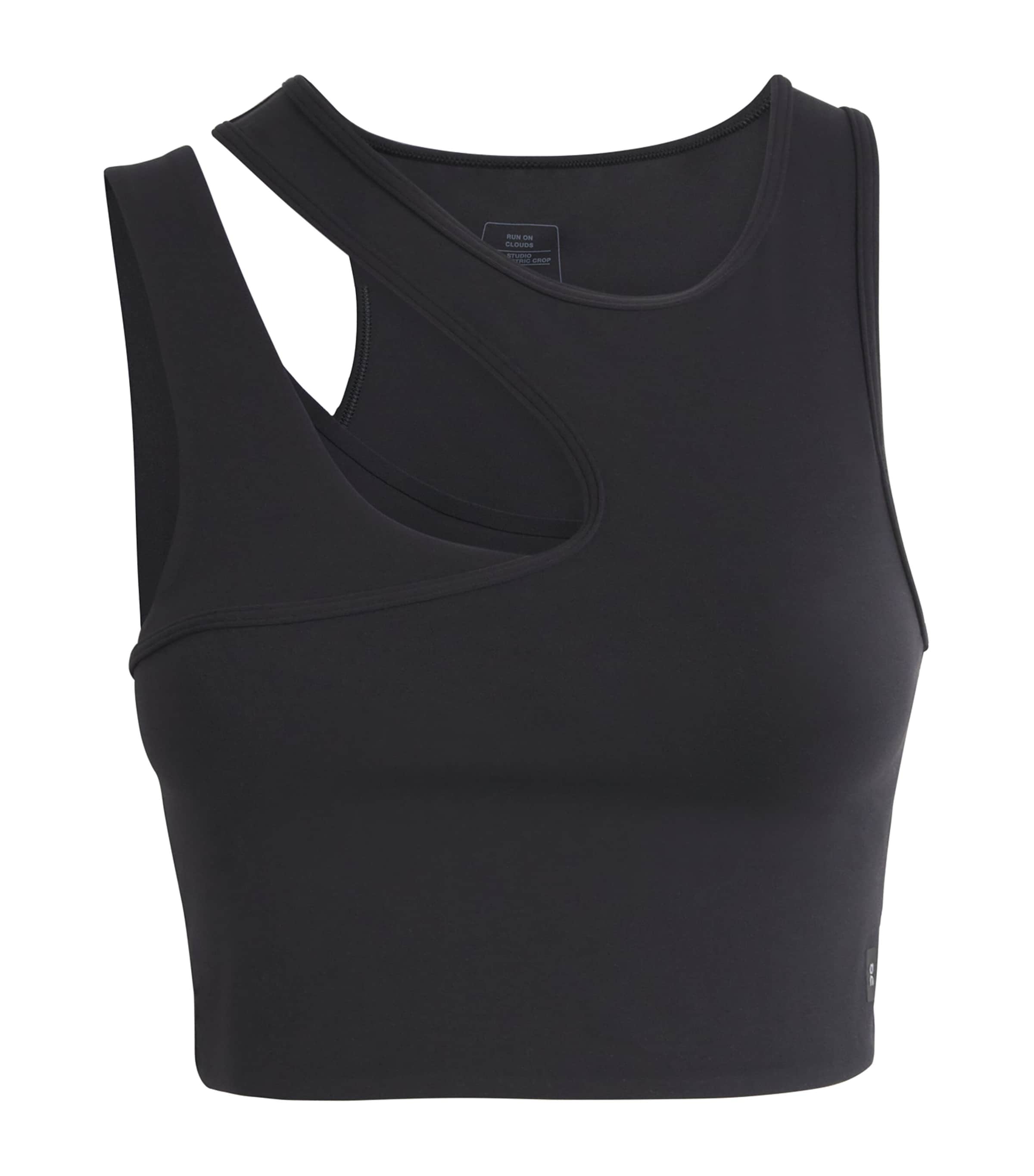 On Womens Studio Asymmetric Crop Top Black