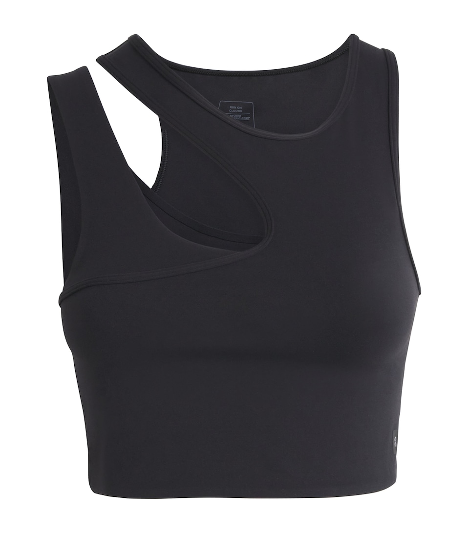 On Womens Studio Asymmetric Crop Top Black