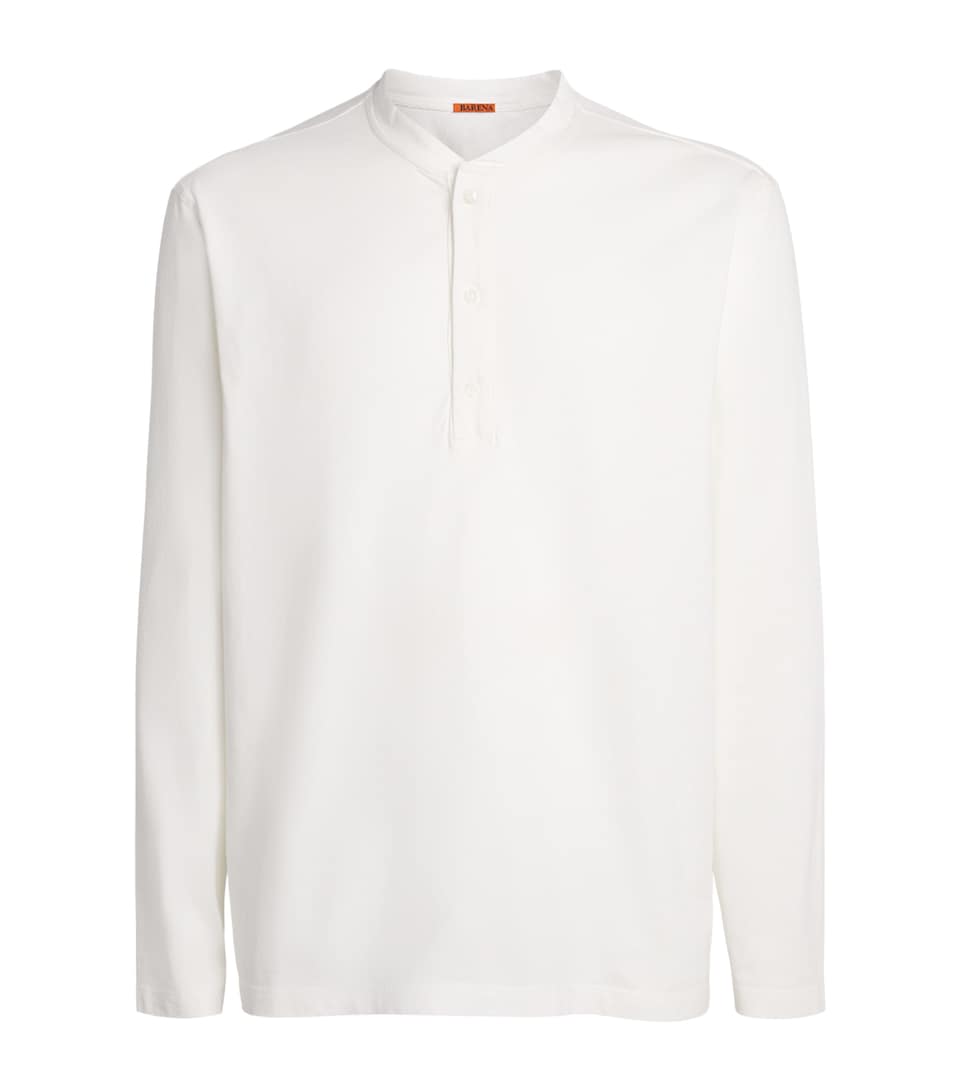 Barena Mens Cotton Jersey Henley Top Bianco