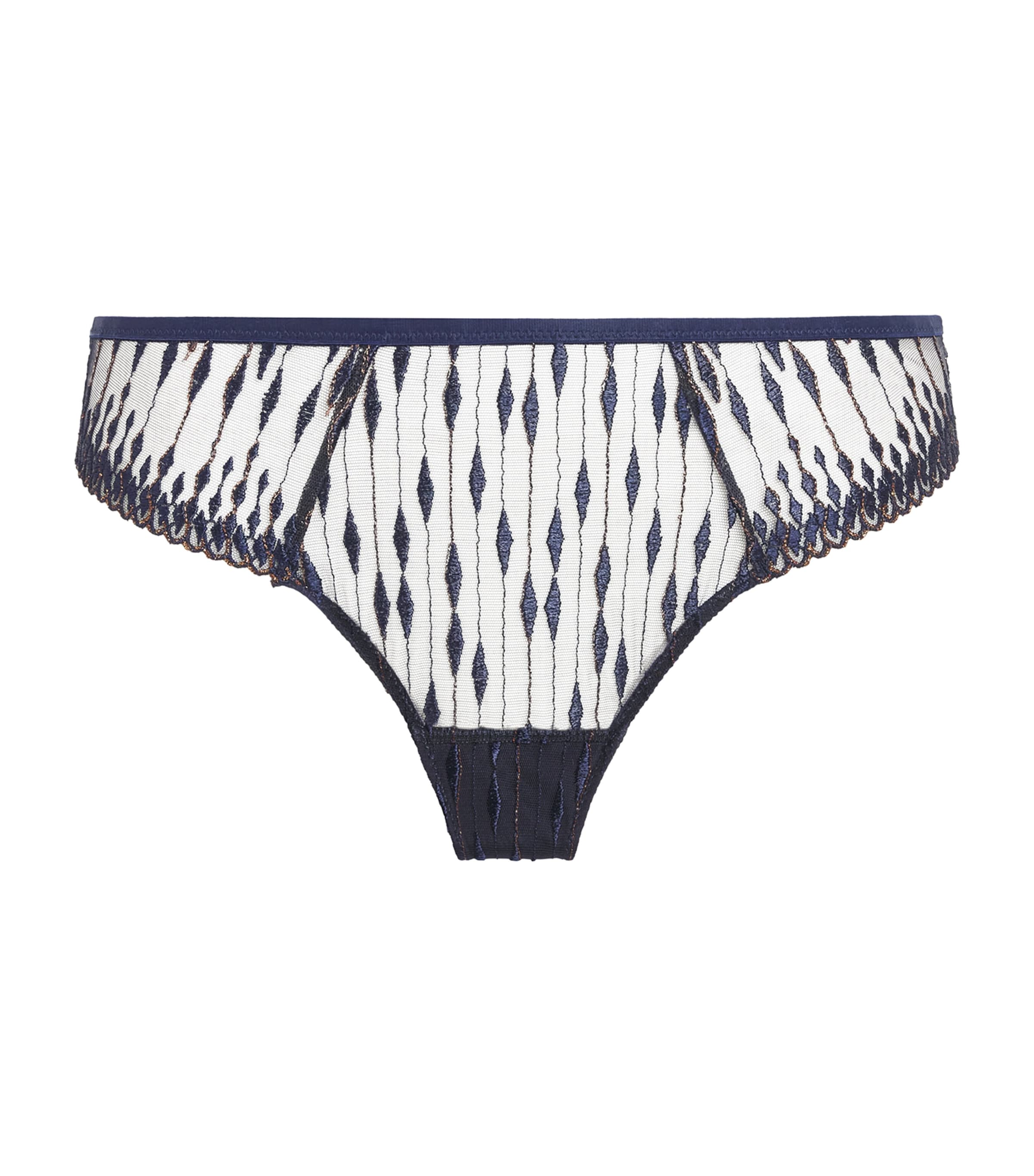 Aubade Womens Embroidered Voodoo Kiss Tanga Blue Moon
