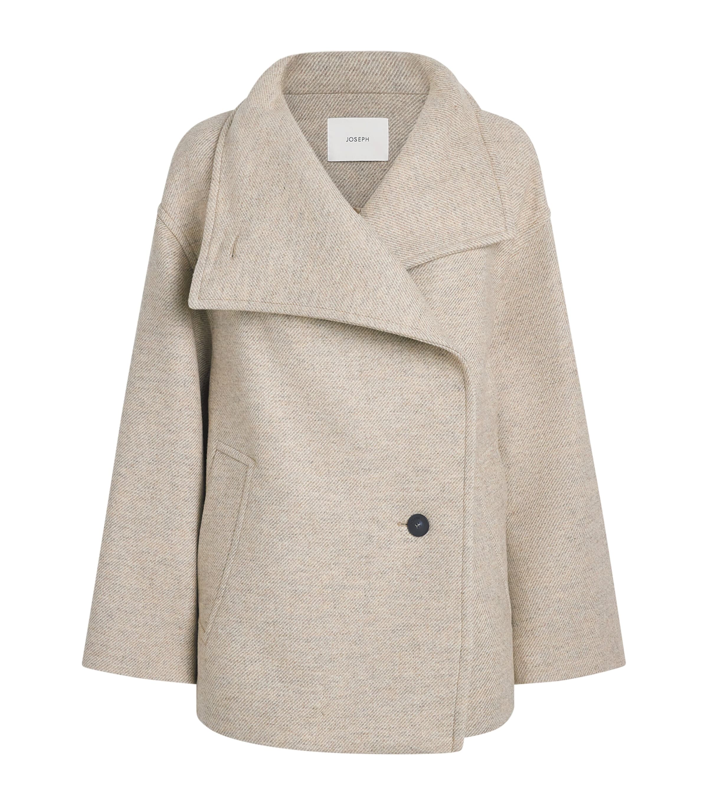 Joseph Womens Virgin Wool-Blend Funnel-Neck Isaia Coat Dark Powder Melange