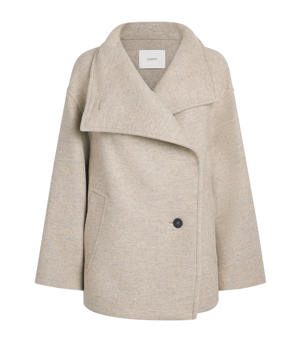 Joseph Womens Virgin Wool-Blend Funnel-Neck Isaia Coat Dark Powder Melange