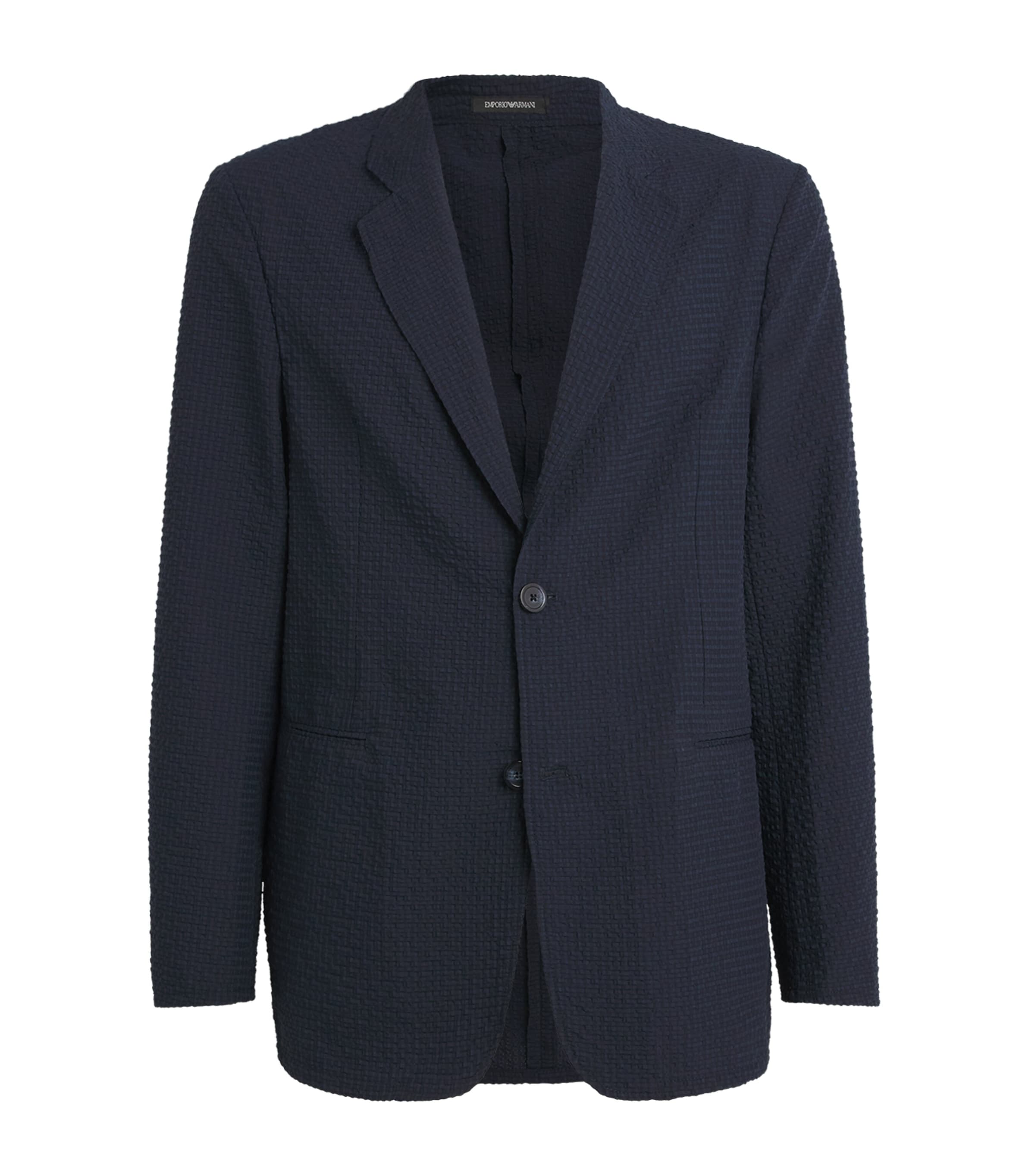 Emporio Armani Mens Seersucker Single-Breasted Blazer
