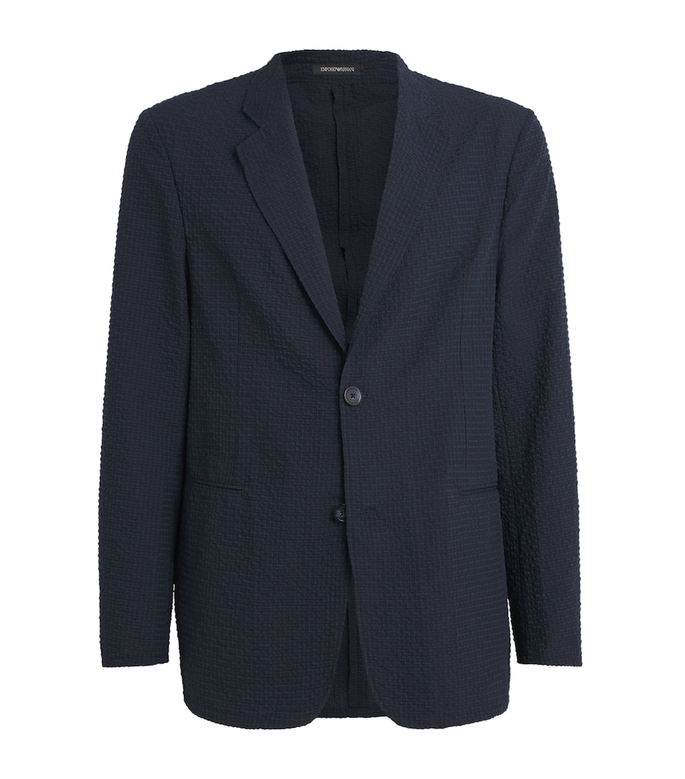 Emporio Armani Mens Seersucker Single-Breasted Blazer