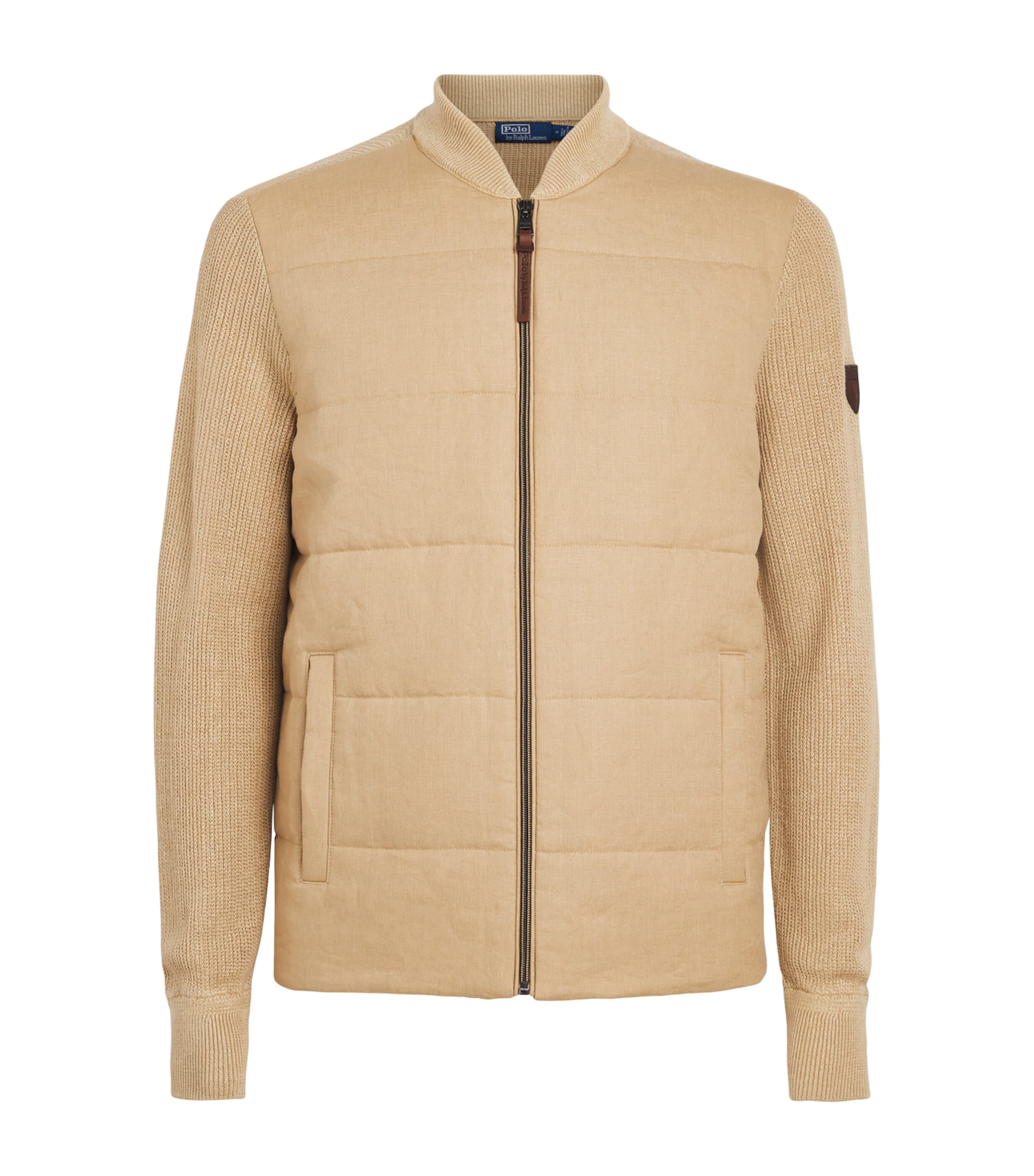 Polo Ralph Lauren Mens Linen Hybrid Bomber Jacket Vintage Khaki Combo