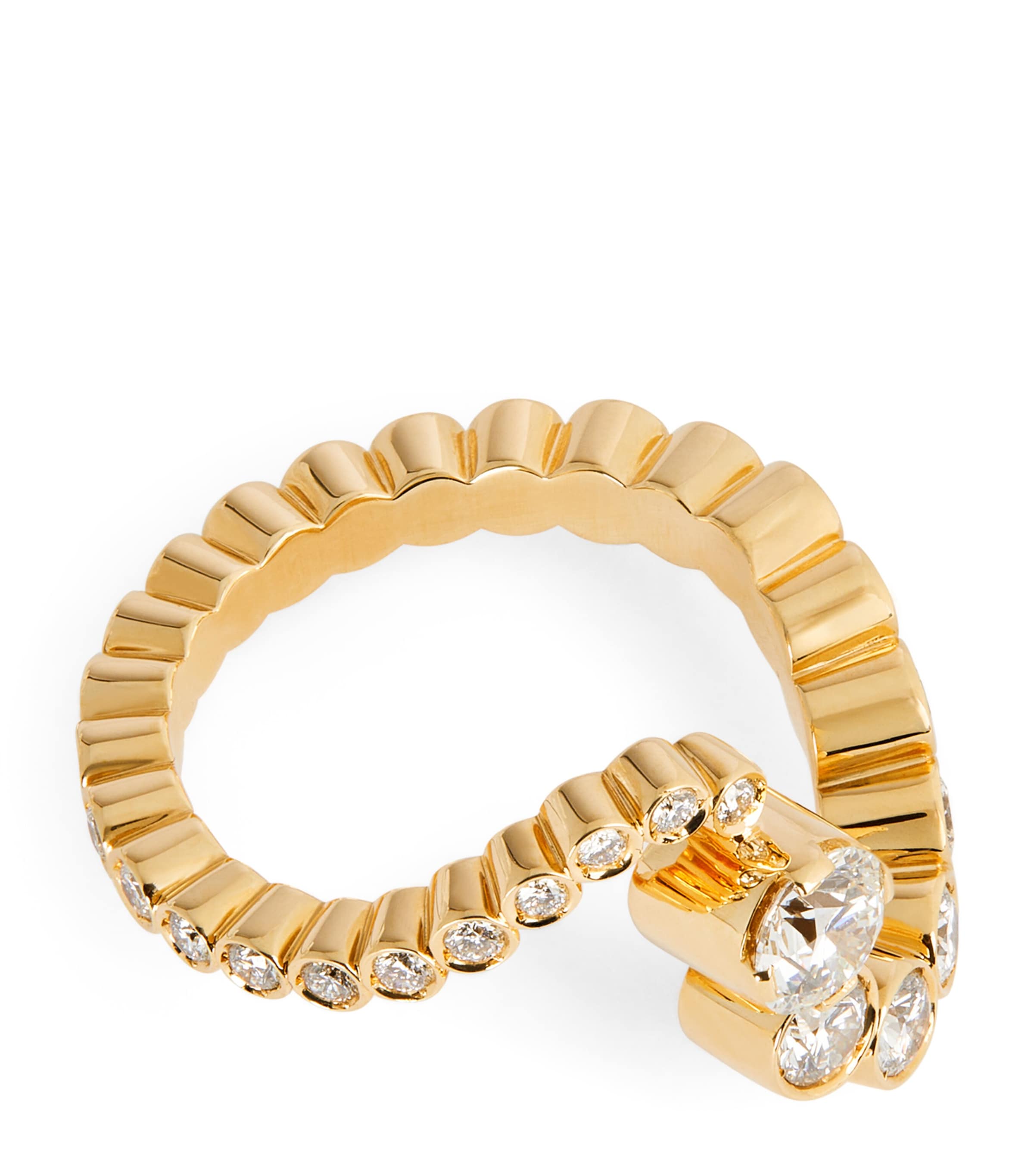 Sophie Bille Brahe Yellow Gold and Diamond Grand Ensemble Ocean Ring Yellow Gold