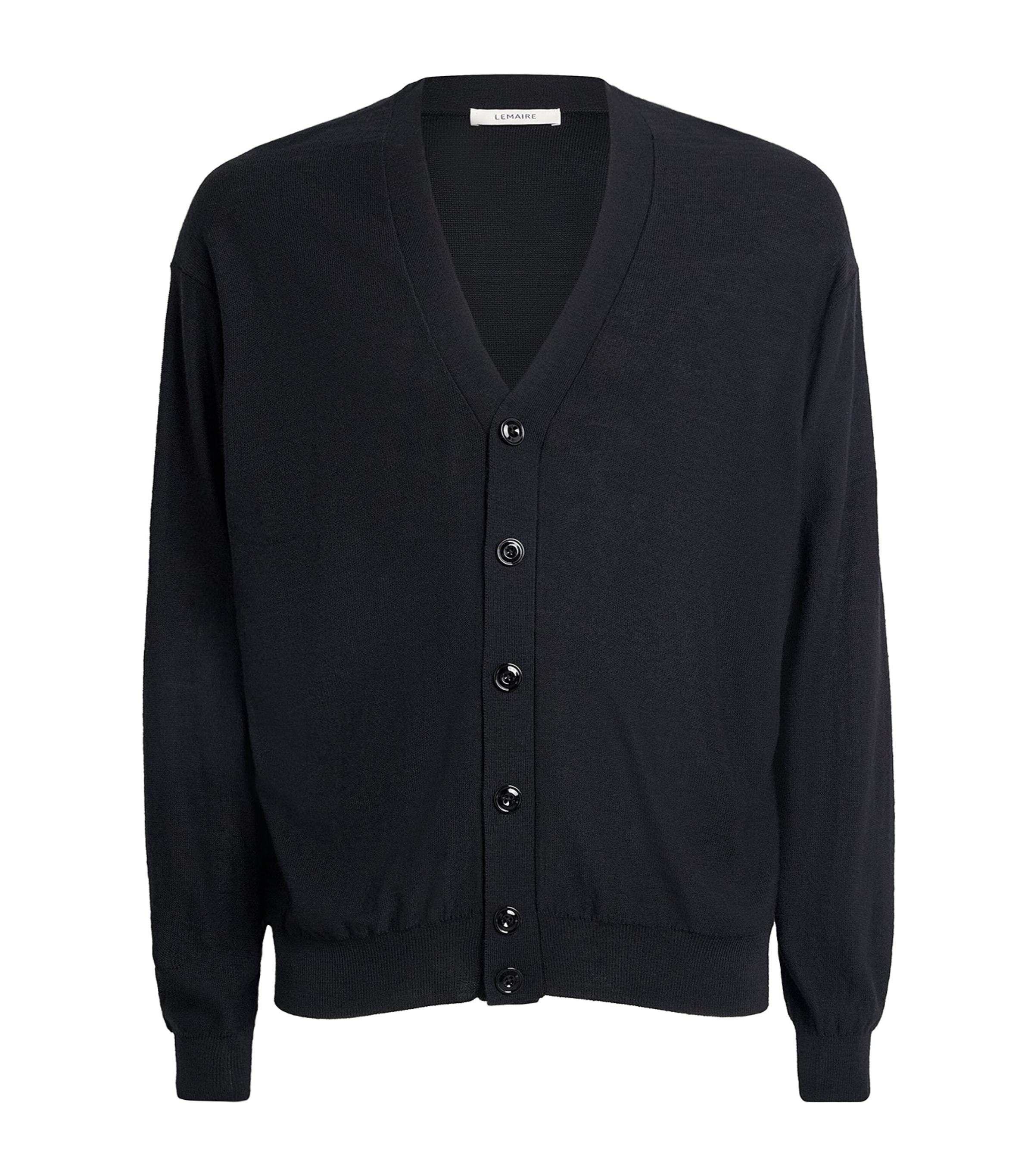 Lemaire Mens Wool-Blend Twisted Cardigan Black