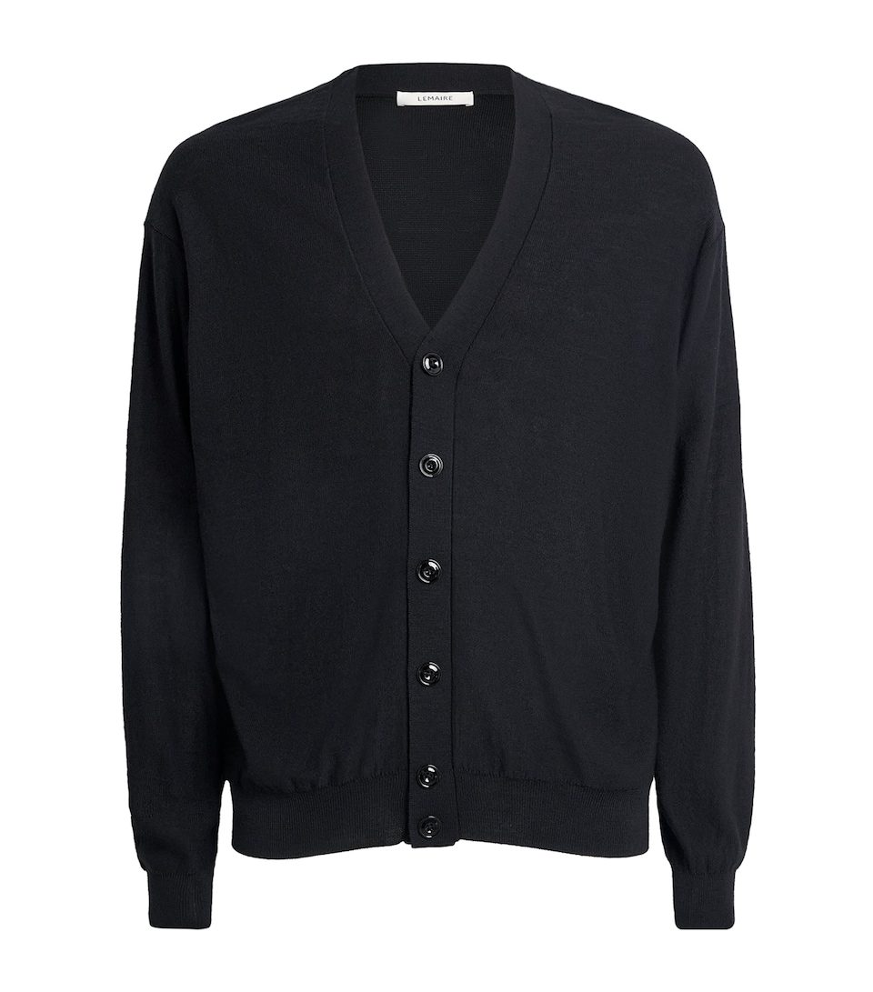 Lemaire Mens Wool-Blend Twisted Cardigan Black