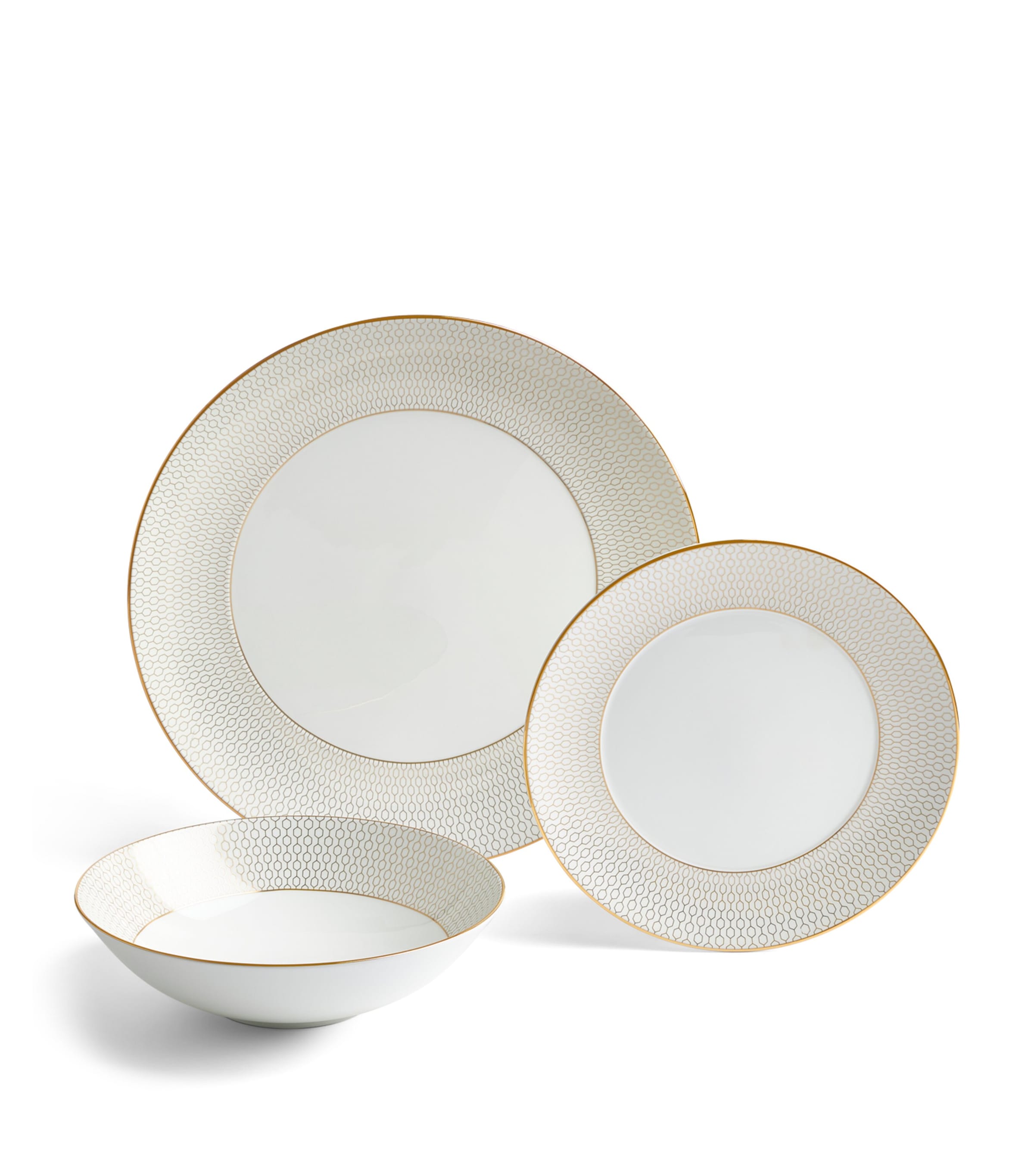Wedgwood Set of 12 Gio Gold Dinnerware Pieces White